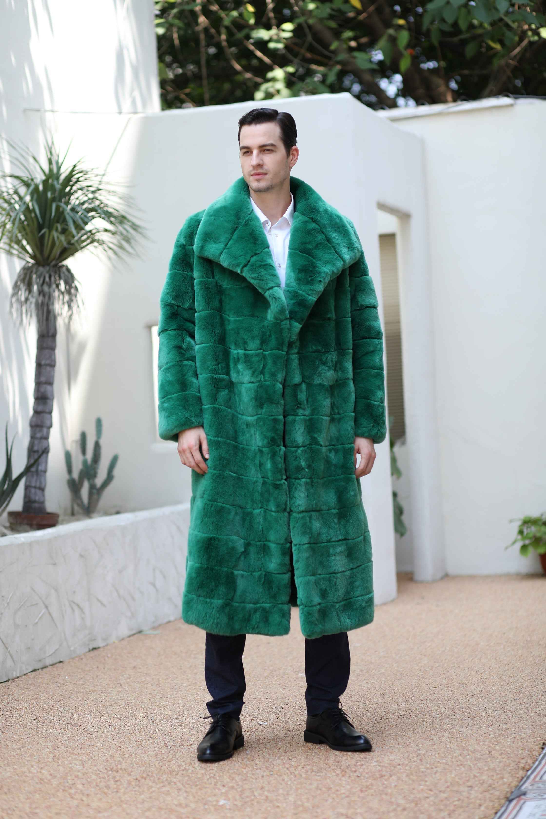 Emerald Elegance: The Rex Rabbit Fur Coat You’ll Love 💚❄️ - Janefur