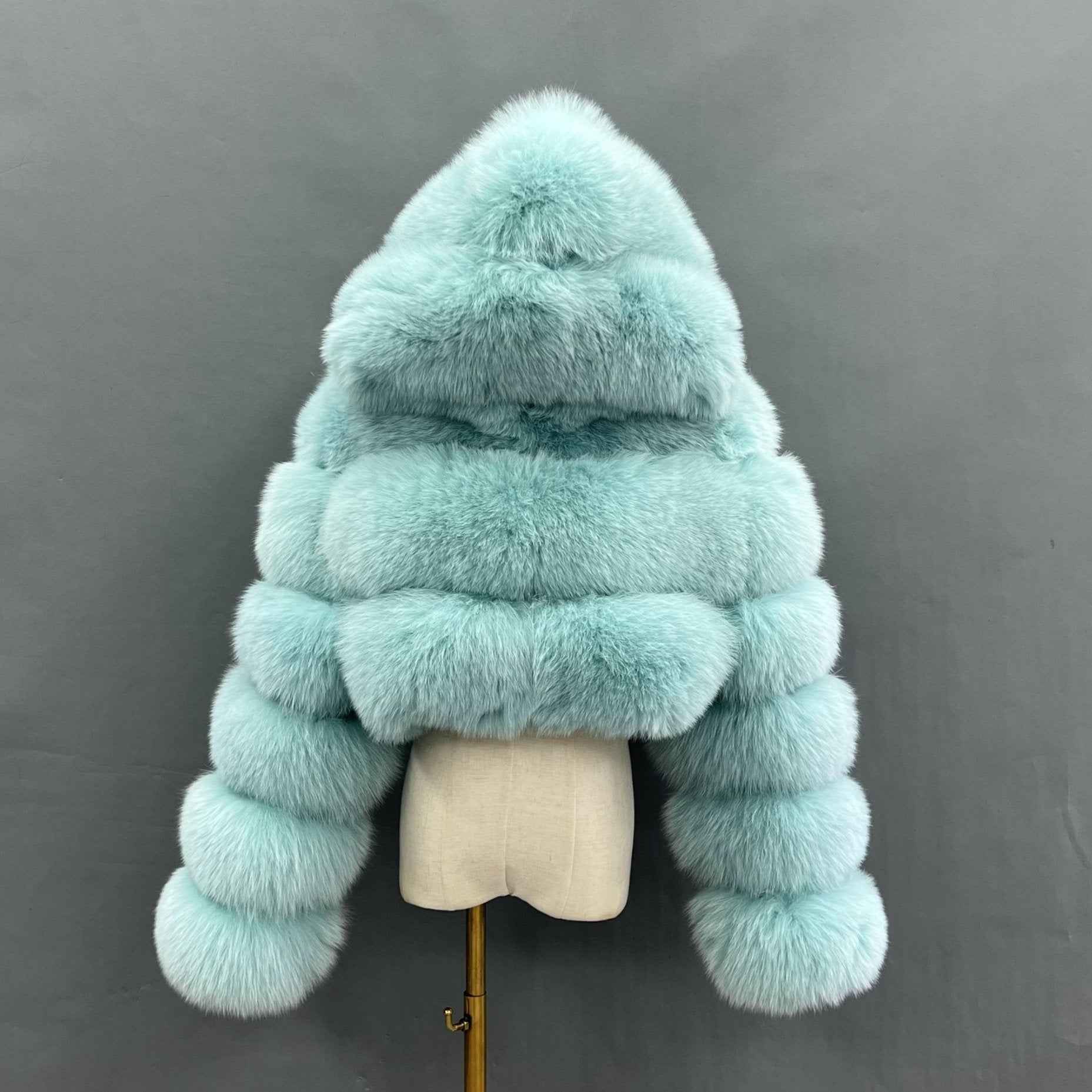 New Women's Winter Rainbow Fox Fur Hooded Coat