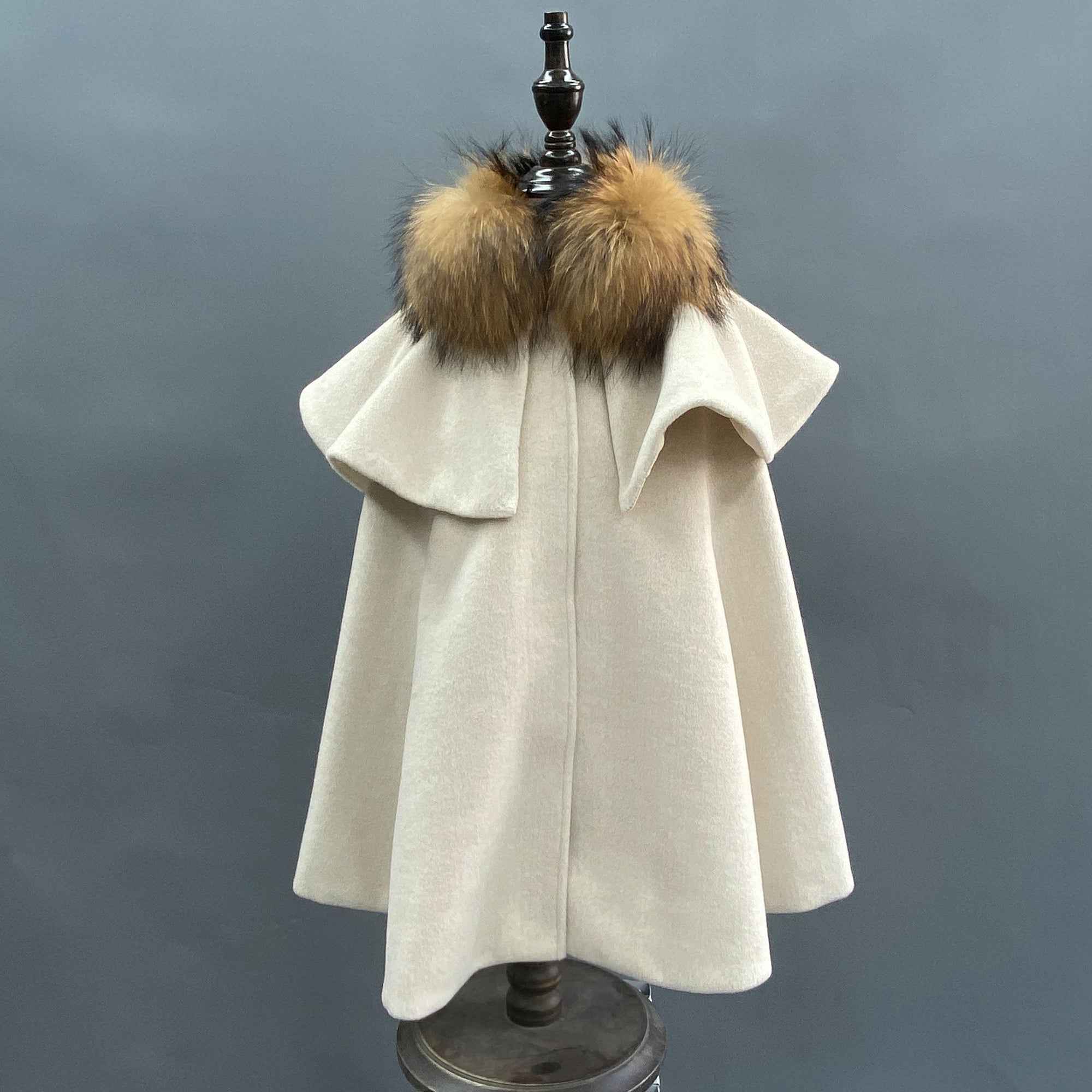 Lotus Edge Raccoon Fur Kids Cape Beige