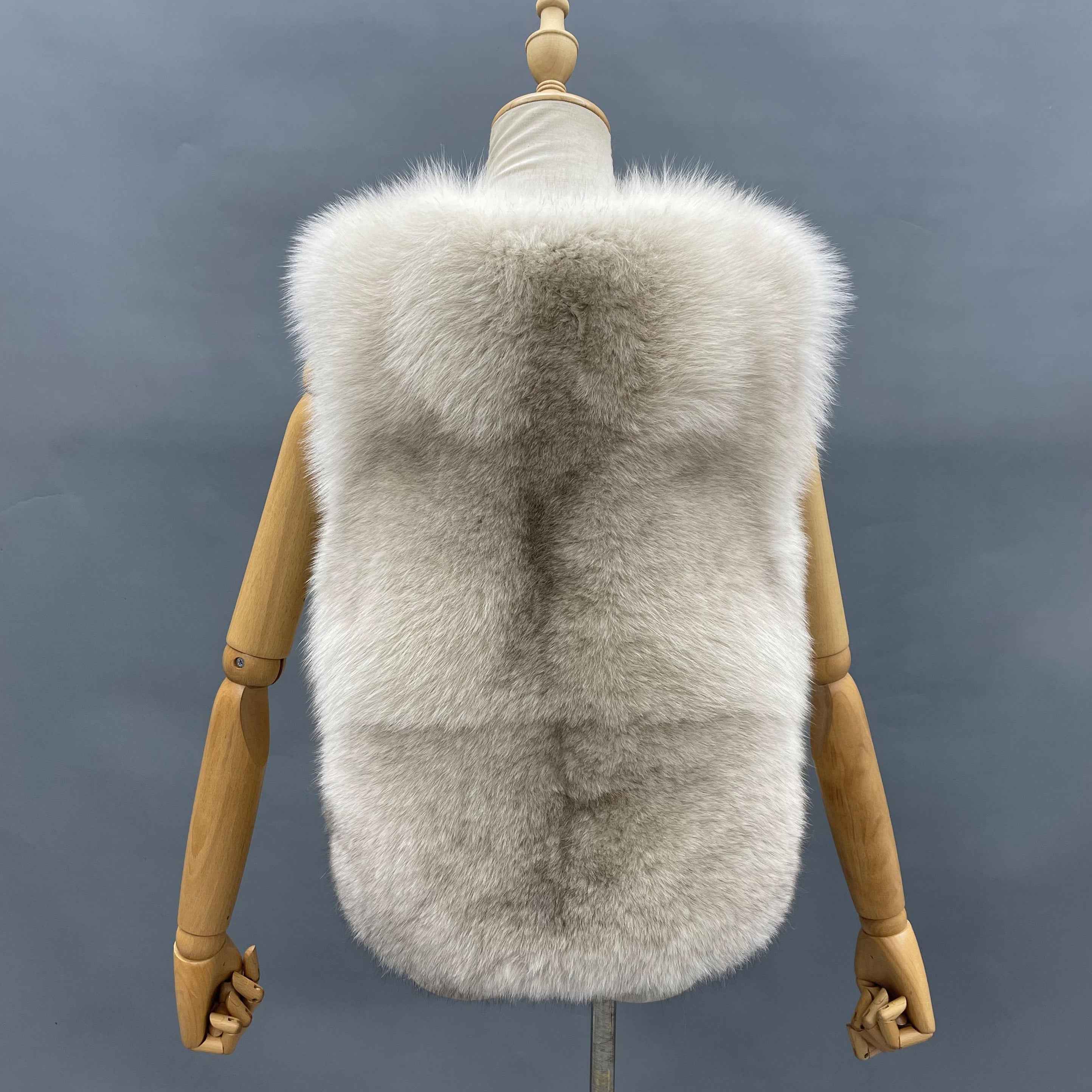 Women's Luxury Fox Fur Vest with Leather Flap Pockets - Chic Winter Must-Have Statement Outerwear
