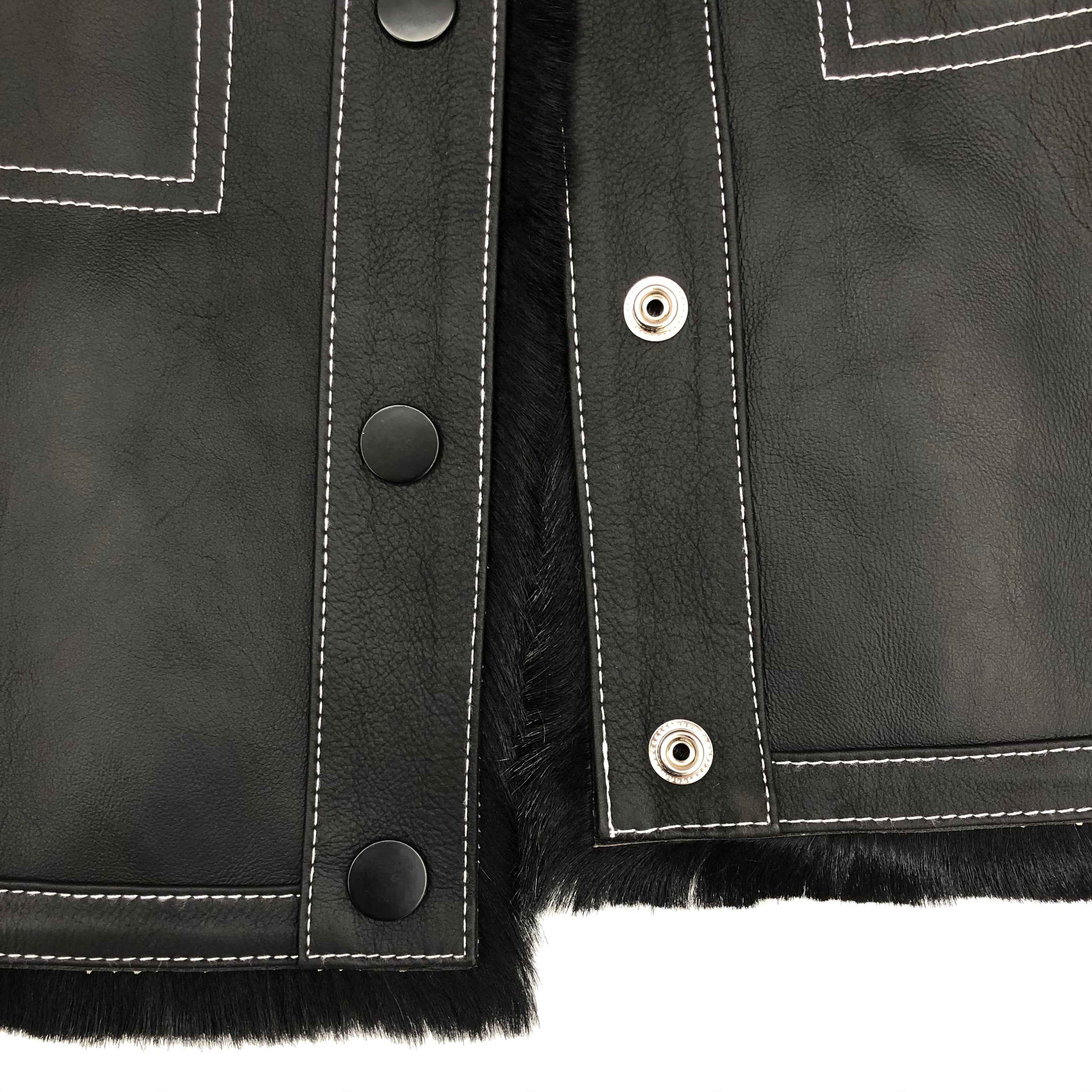 Women's Toscana Shearling Jacket with Stud-Embellished Patch Pockets, Fur Collar & Contrast Stitching - Luxe Winter Outerwear