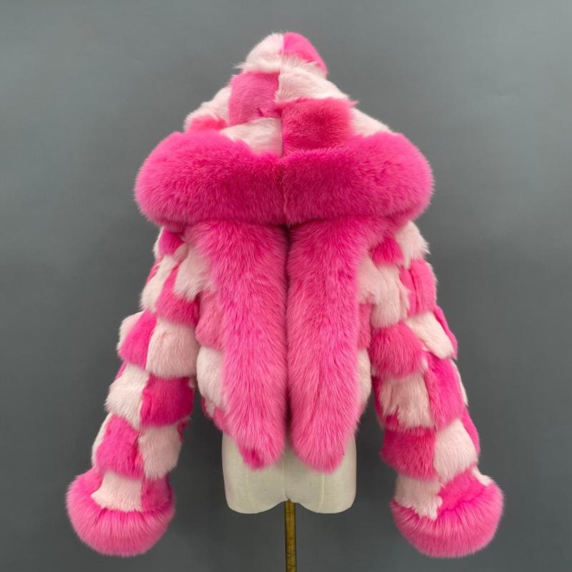 Luxury Women's Winter Short Fox Fur With Hooded Zipper Style Coat Picture Color Click chat with us