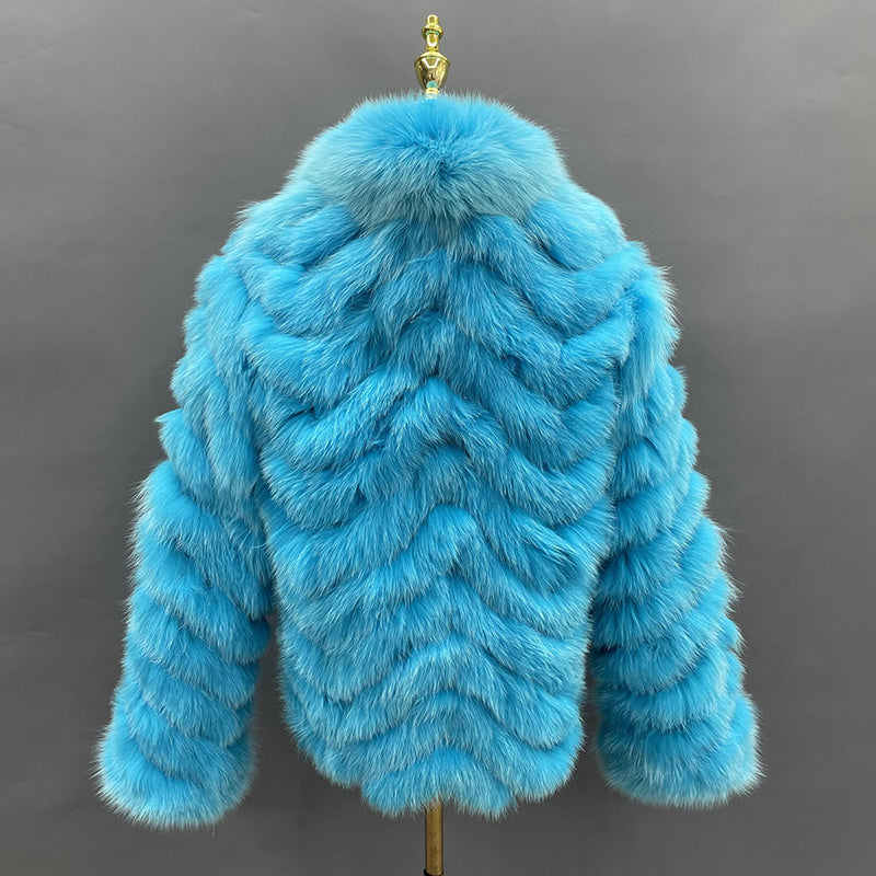 Winter Women Short Wear Two-Sided Real Fox Fur Coat