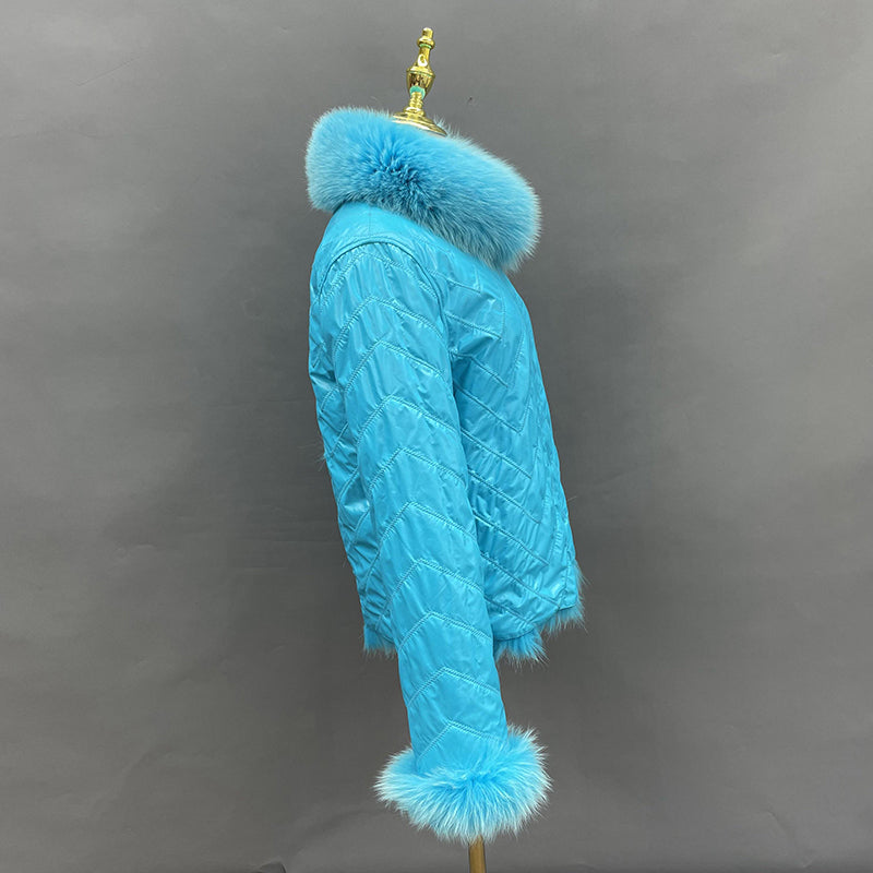 Winter Women Short Wear Two-Sided Real Fox Fur Coat