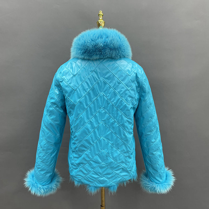 Winter Women Short Wear Two-Sided Real Fox Fur Coat