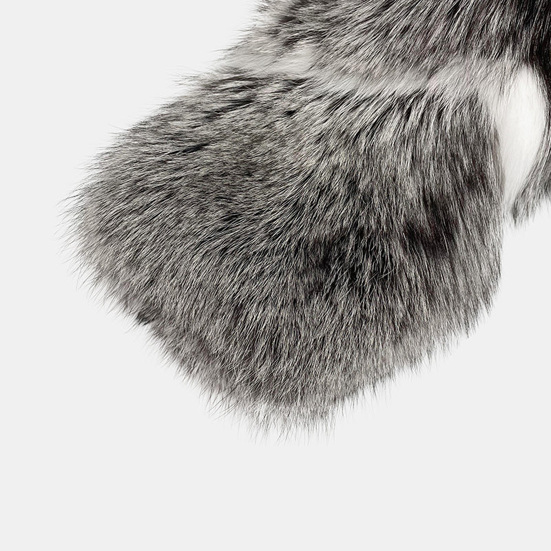 Luxury Winter Women's Crewneck Silver Fox Coat