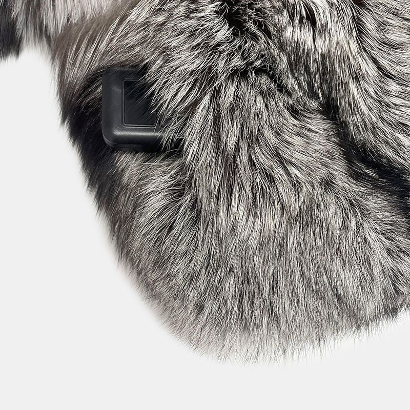 Luxury Winter Women's Crewneck Silver Fox Coat