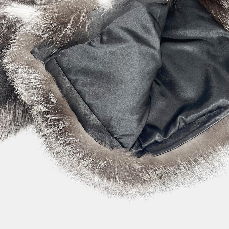 Luxury Winter Women's Crewneck Silver Fox Coat