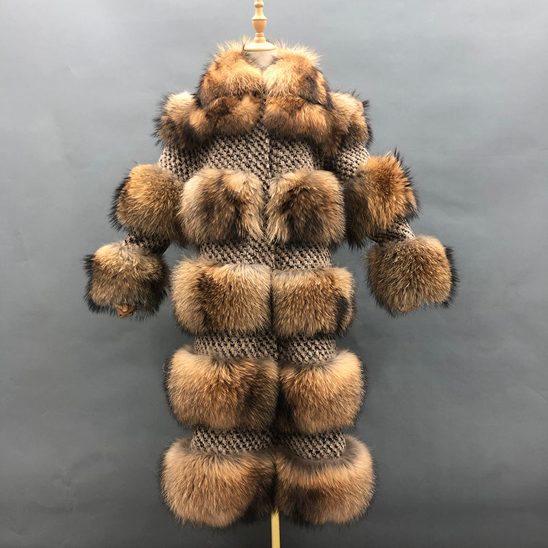 Factory Wholesale Real Fur Coats Luxury Women's Winter Raccoon Fur Clothing