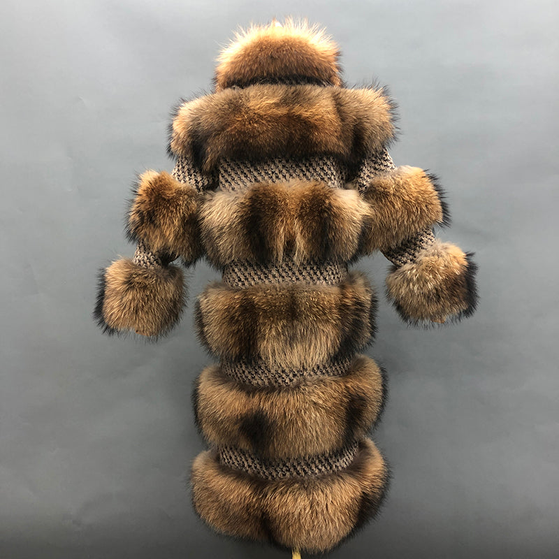 Factory Wholesale Real Fur Coats Luxury Women's Winter Raccoon Fur Clothing