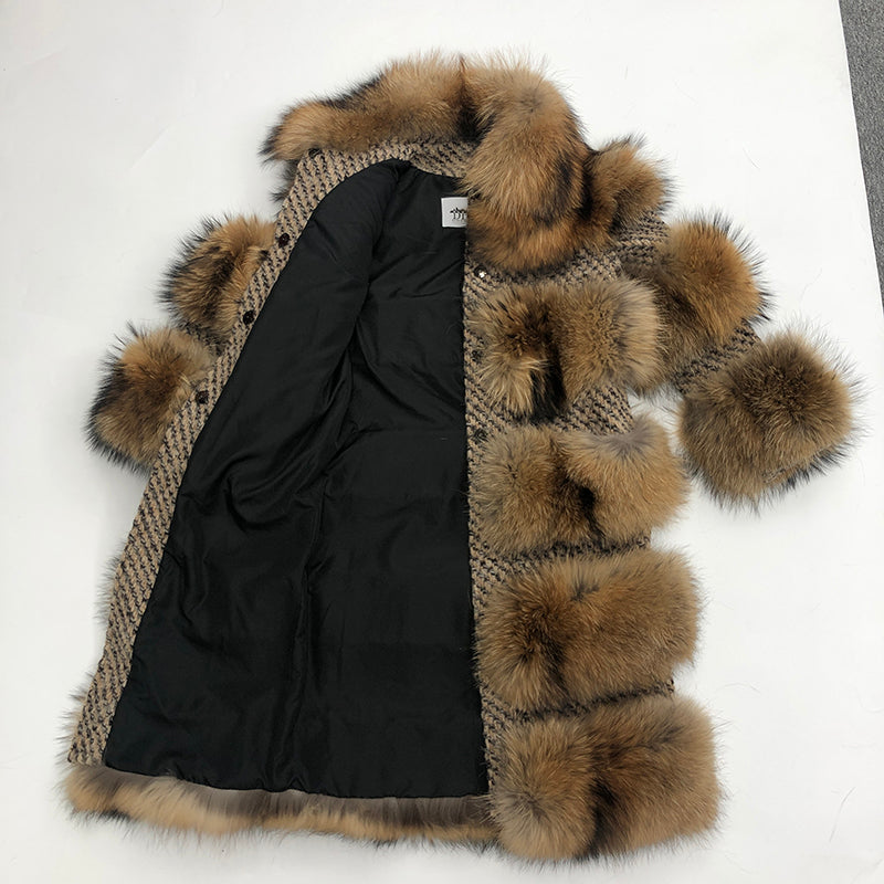 Factory Wholesale Real Fur Coats Luxury Women's Winter Raccoon Fur Clothing