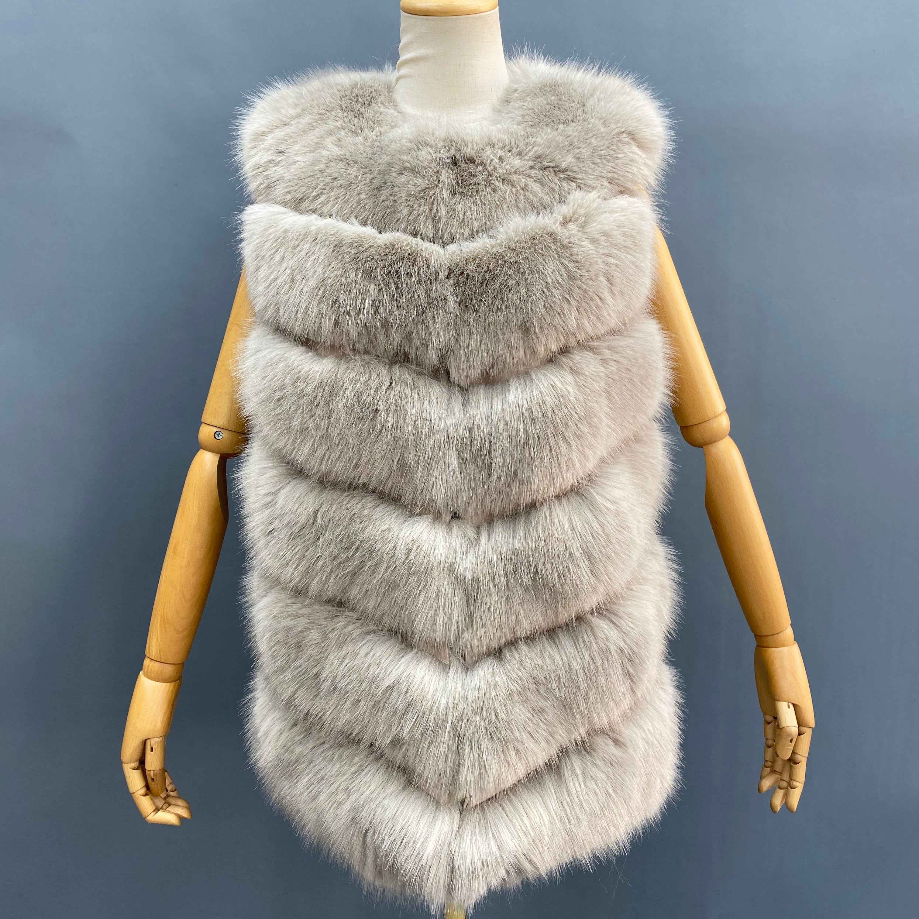 Women's New Arrival 6-Panel Faux Fur Vest - Trendy Luxury Winter Outerwear Beige