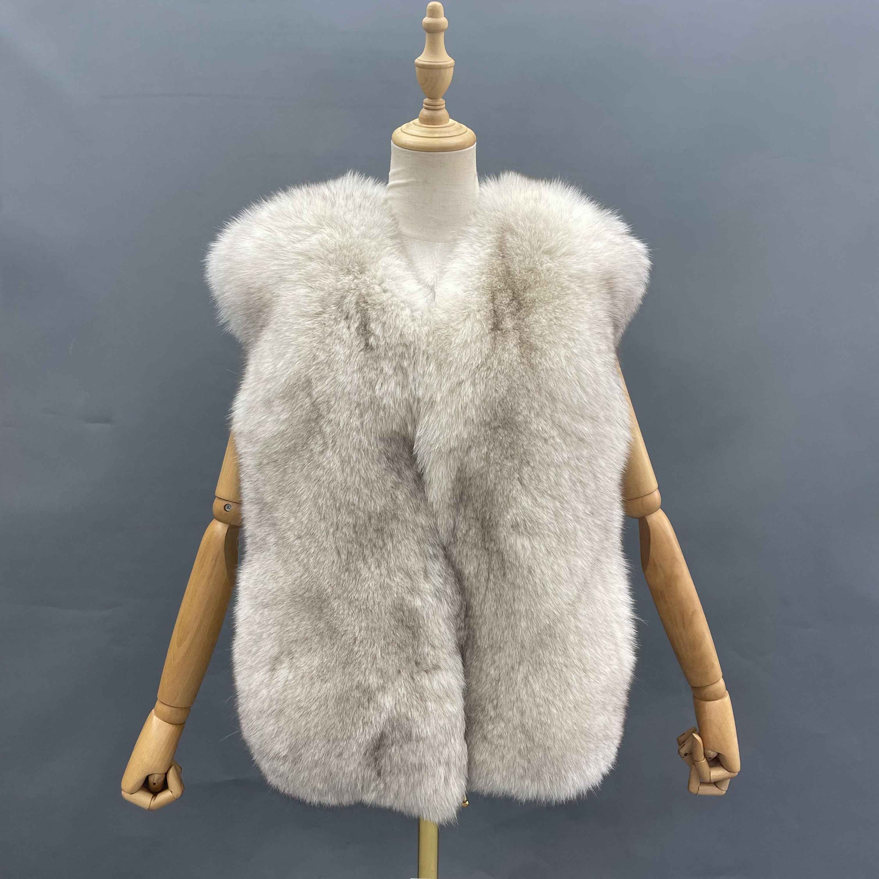 Women's New Whole Skin Fox Fur Vest - Luxurious Fashion Essential Outerwear Wihte