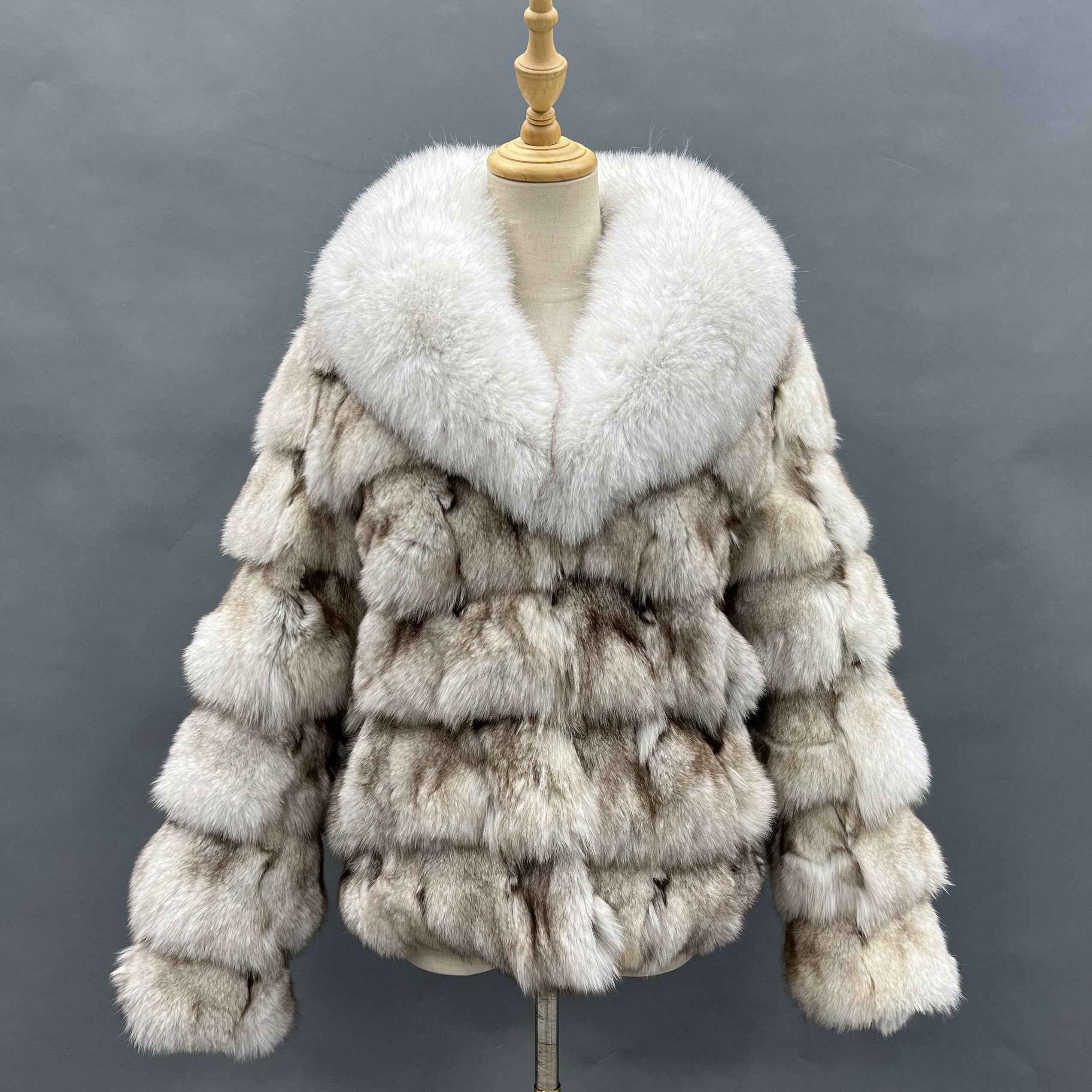 Women's Luxury Fox Fur Head Hair Coat - Party Essential Elegant Winter Fashion Outerwear