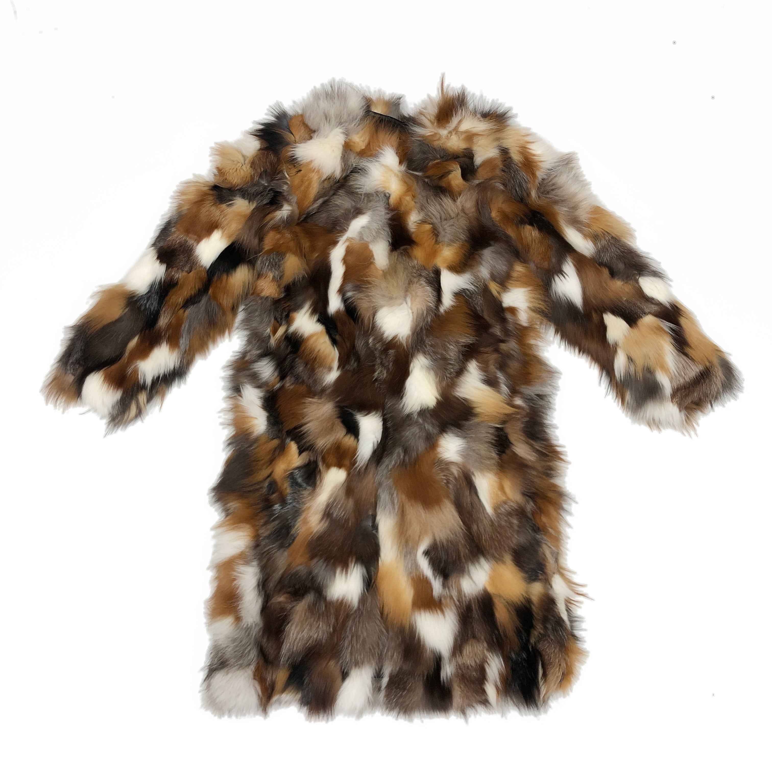 Women's Premium Patchwork Fox Fur Mid-Length Coat - Winter Fashion Warm Luxury Outerwear