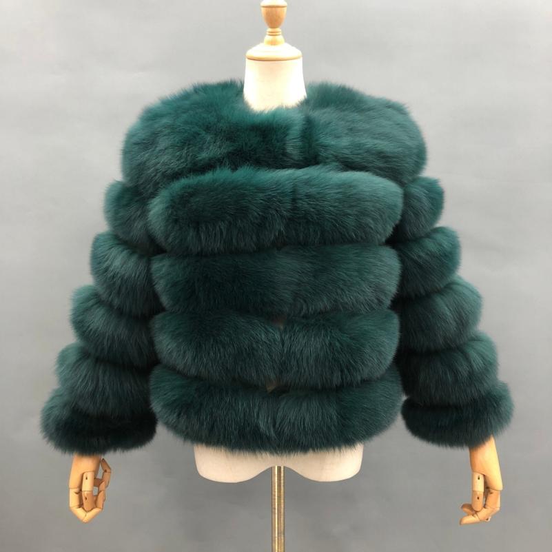 New Winter Warm Short Style Coat Real Fox Fur Women's Jacket Green Click chat with us