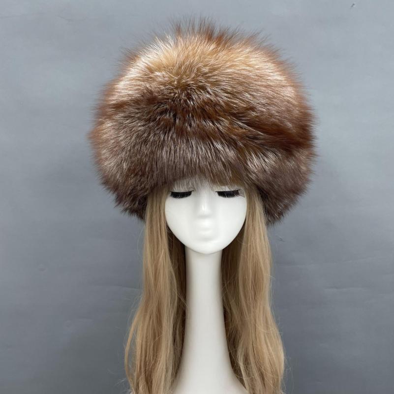 Janefur Russian-style Tail Hat with Fox Fur Coffee Fox F