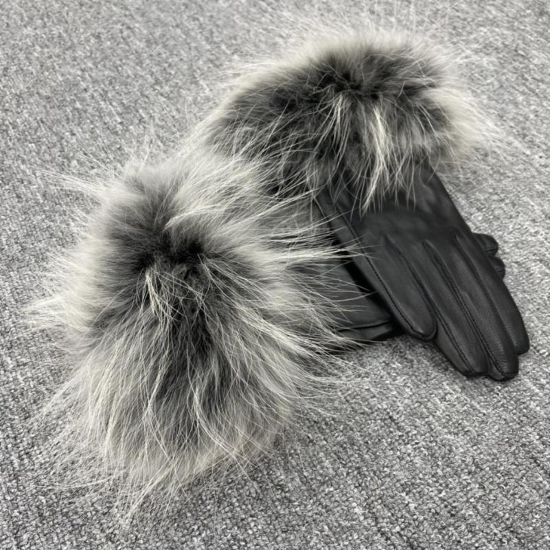 Janefur Raccoon Fur Leather Gloves Multi-color Available F 13