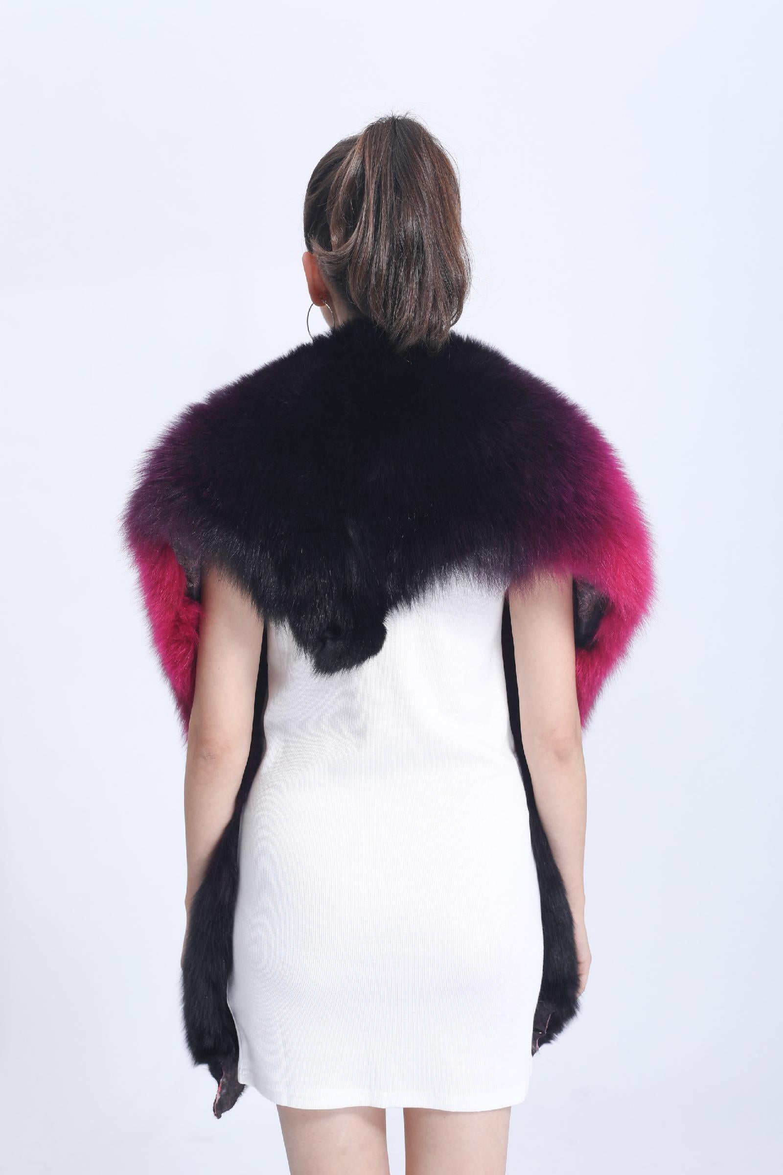 Real Fox Fur Shawl Fox fur trim Winter Women Real Fur Fashion Poncho Fox Fur Trimmed Cape Winter Cape Female
