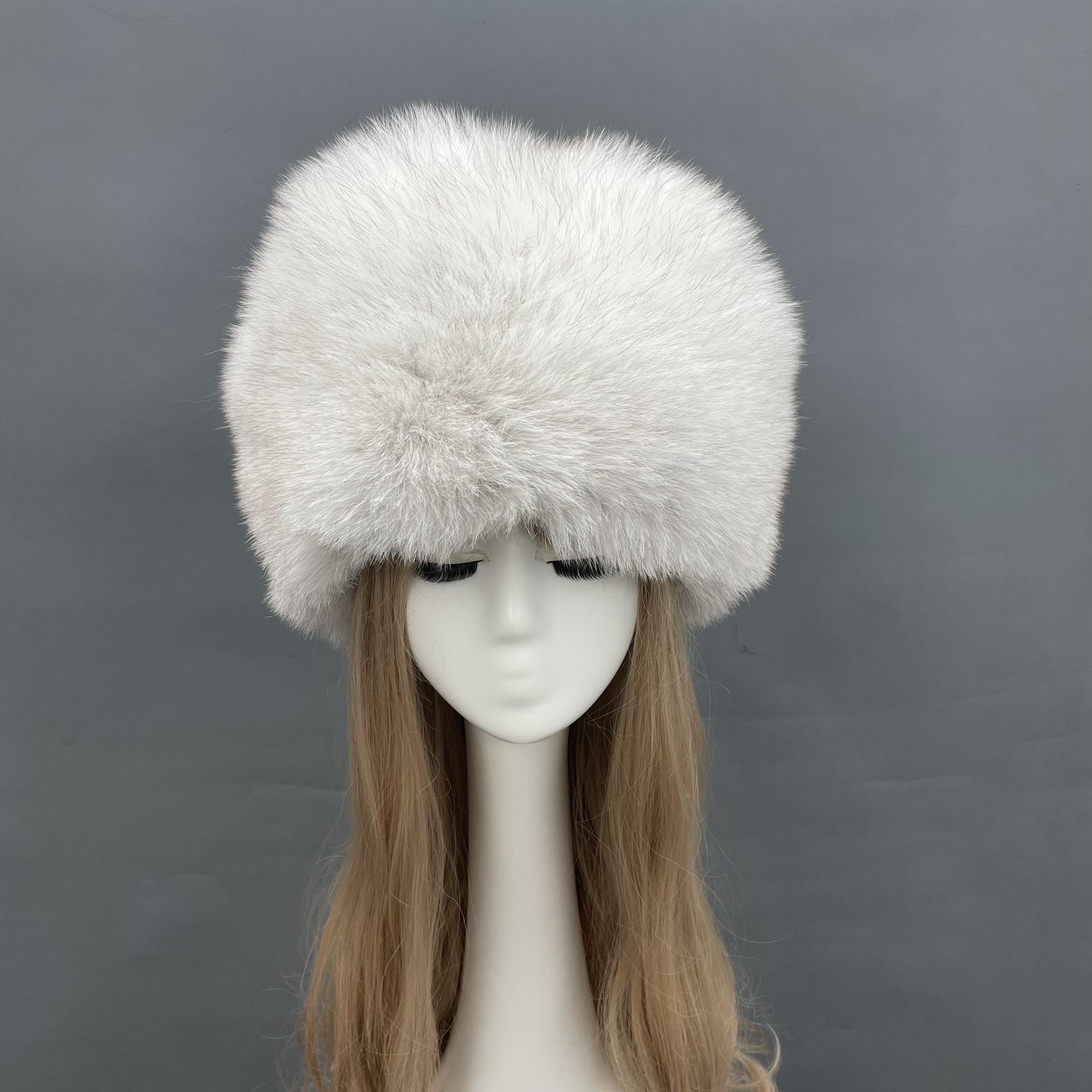 Janefur Russian-style Tail Hat with Fox Fur White F