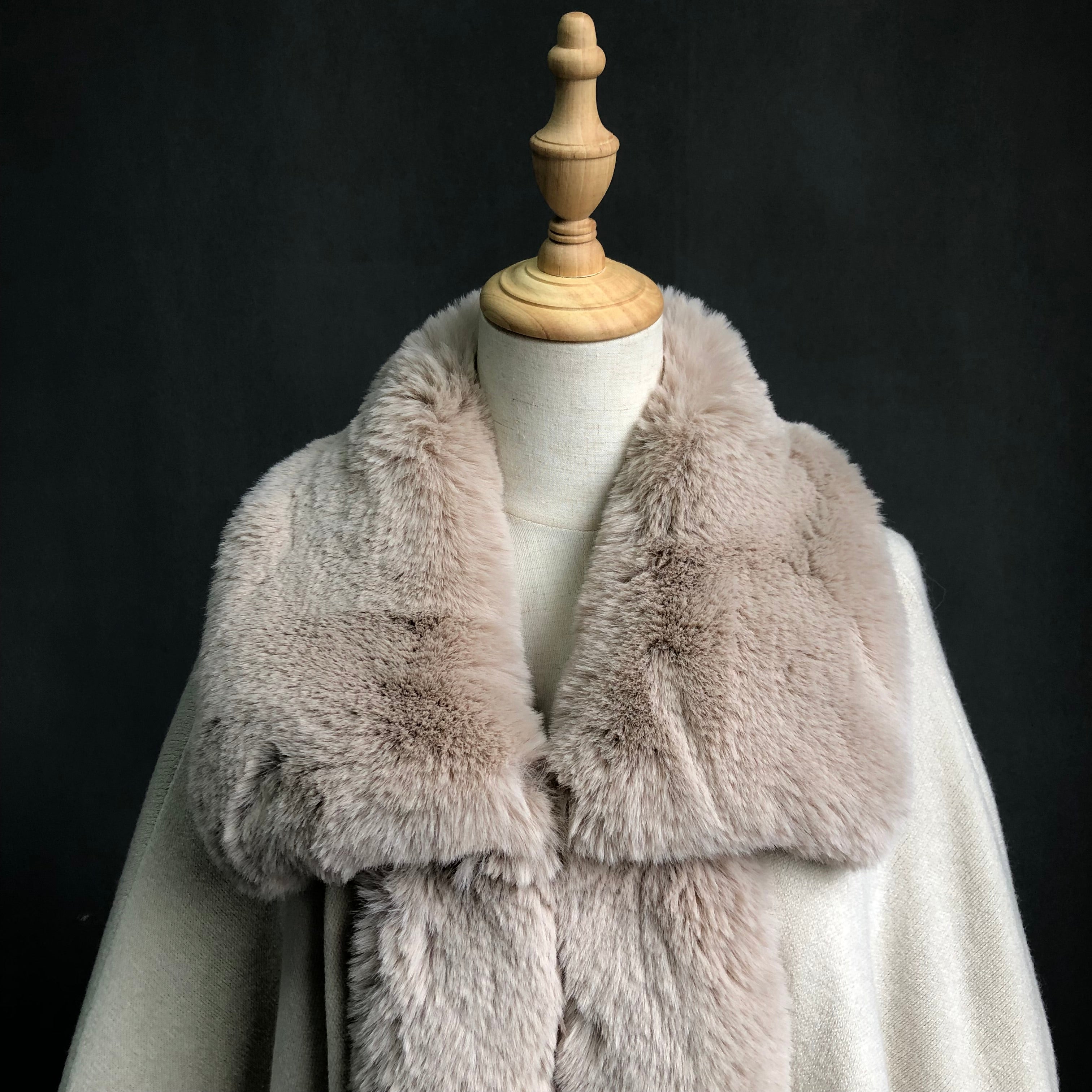 Women's Faux Fur Shawl with Shawl Collar - Luxurious Winter Cape Accessory