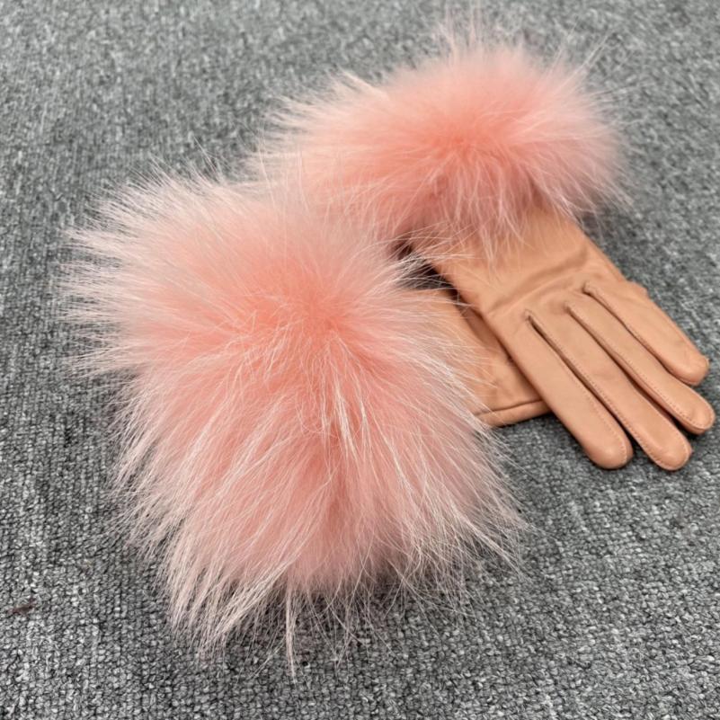 Janefur Raccoon Fur Leather Gloves Multi-color Available F 2