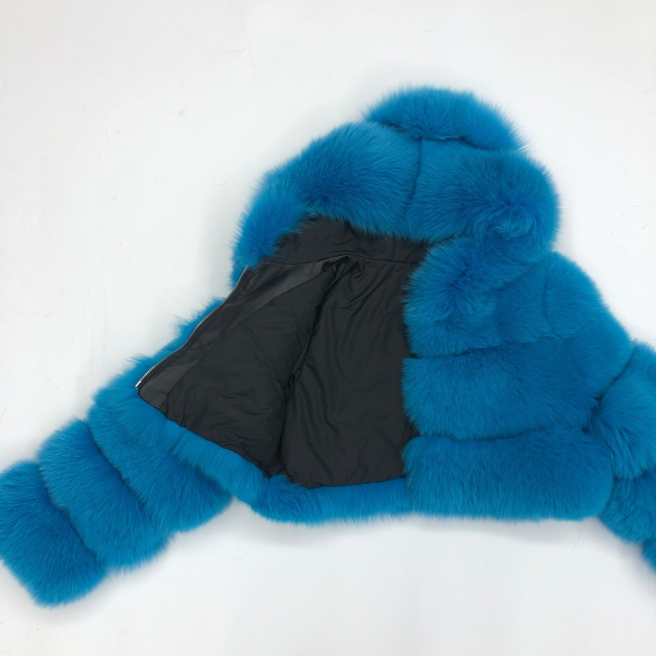 New Women's Winter Rainbow Fox Fur Hooded Coat