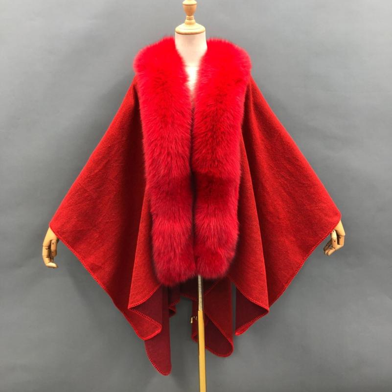 Red Fox Blue Fox Placket Fur Shawl Red F