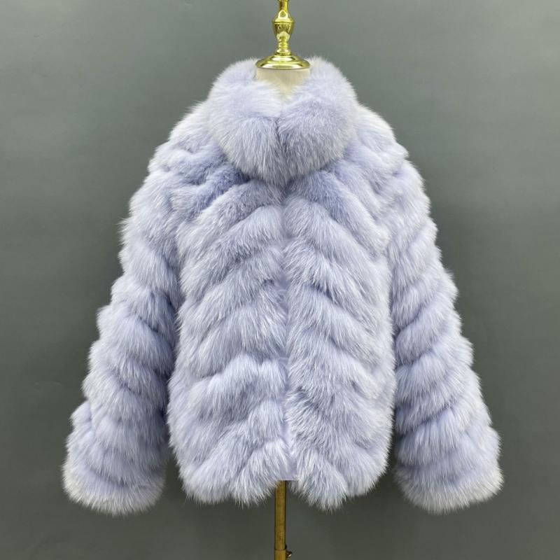 Winter Women Short Wear Two-Sided Real Fox Fur Coat Purple Click chat with us