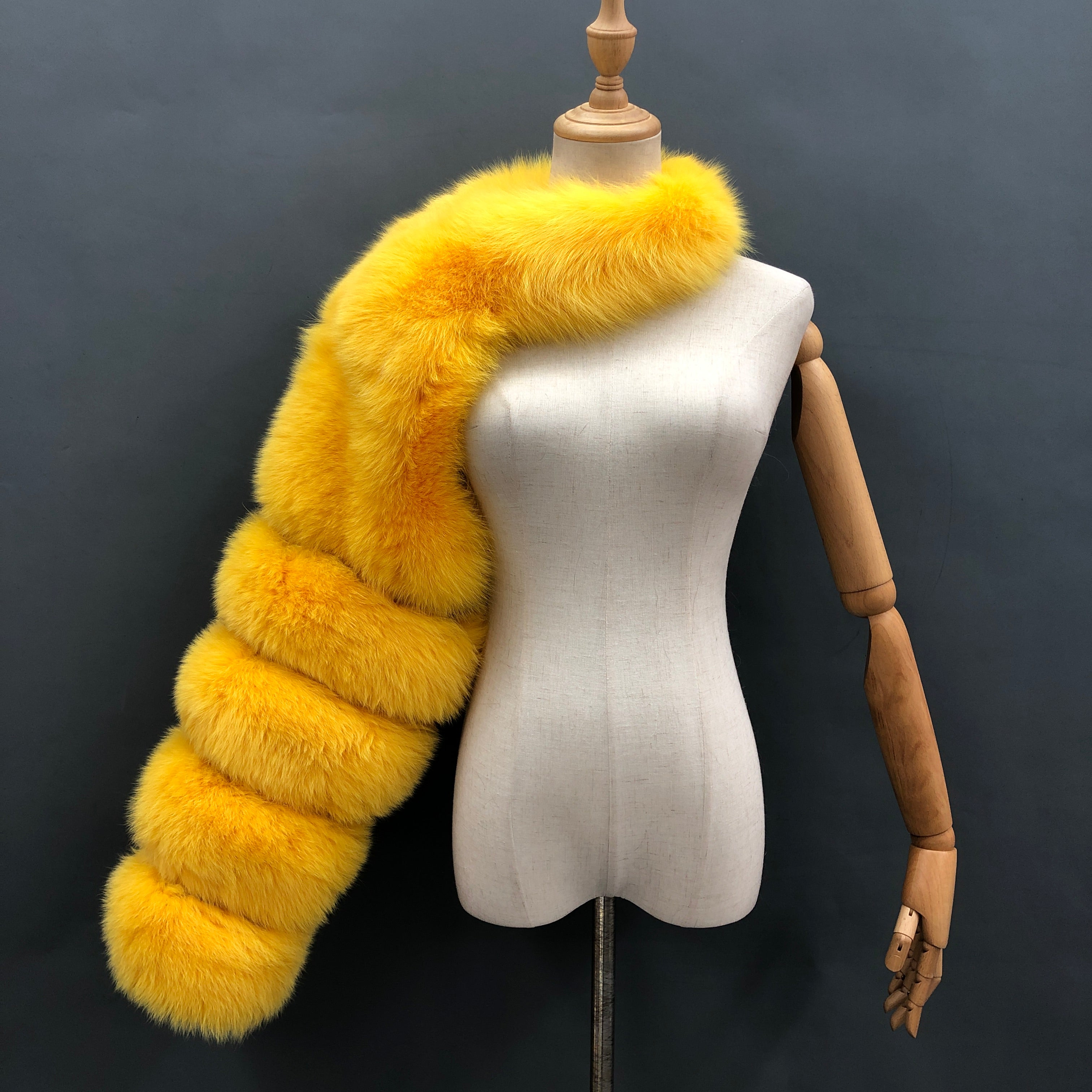 Women's Real Fox Fur Arm Warmers, Luxury Fur Sleeve Cuffs for Winter Fashion Accessories Yellow F