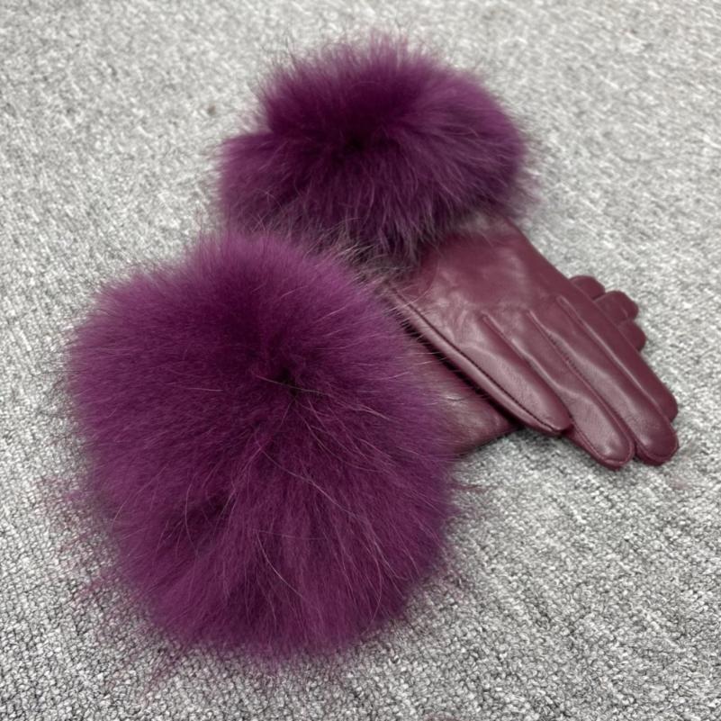 Janefur Raccoon Fur Leather Gloves Multi-color Available F 16