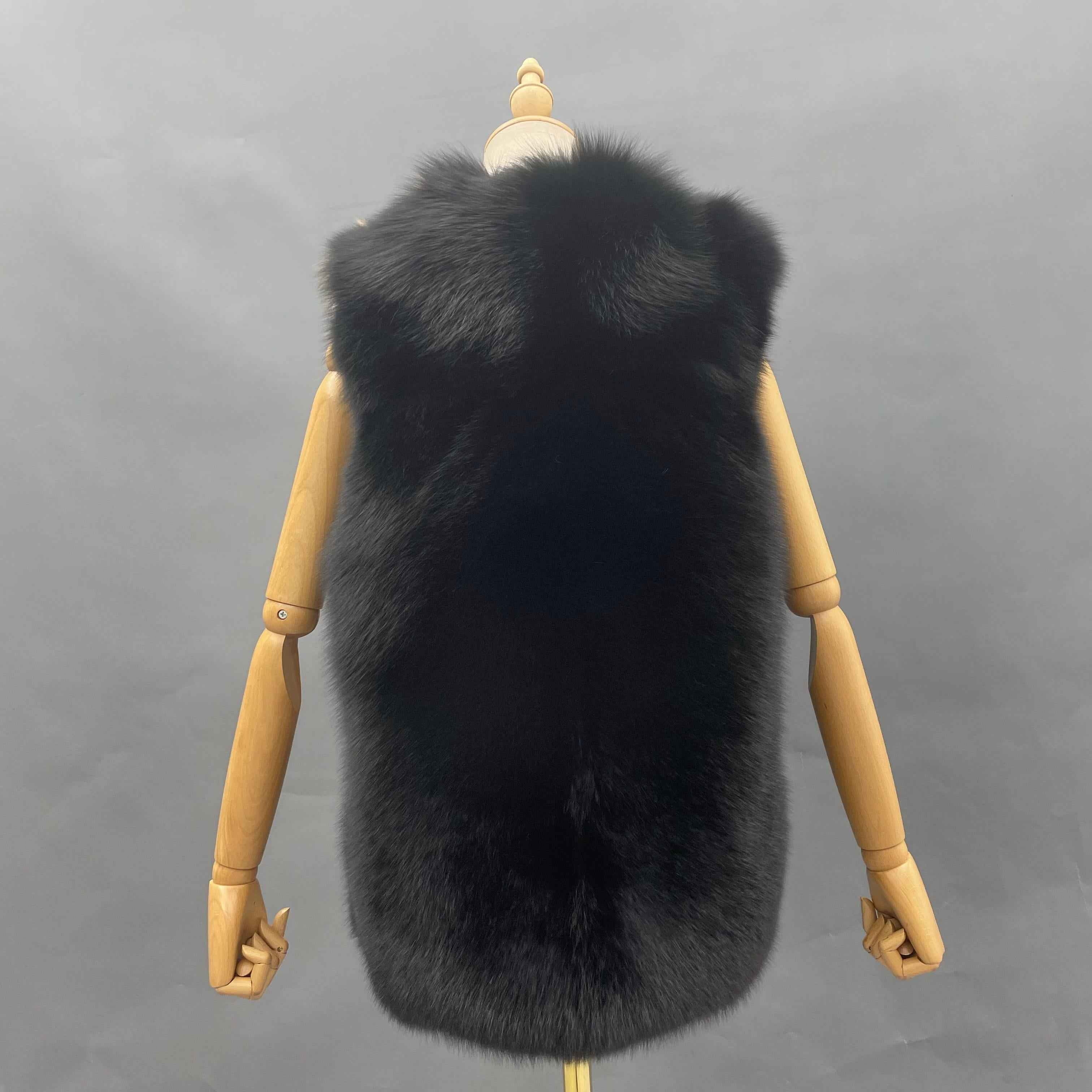 Women's Designer Color-Block Fox Fur Vest with Leather Loop Detail - Edgy Fashion Statement Outerwear
