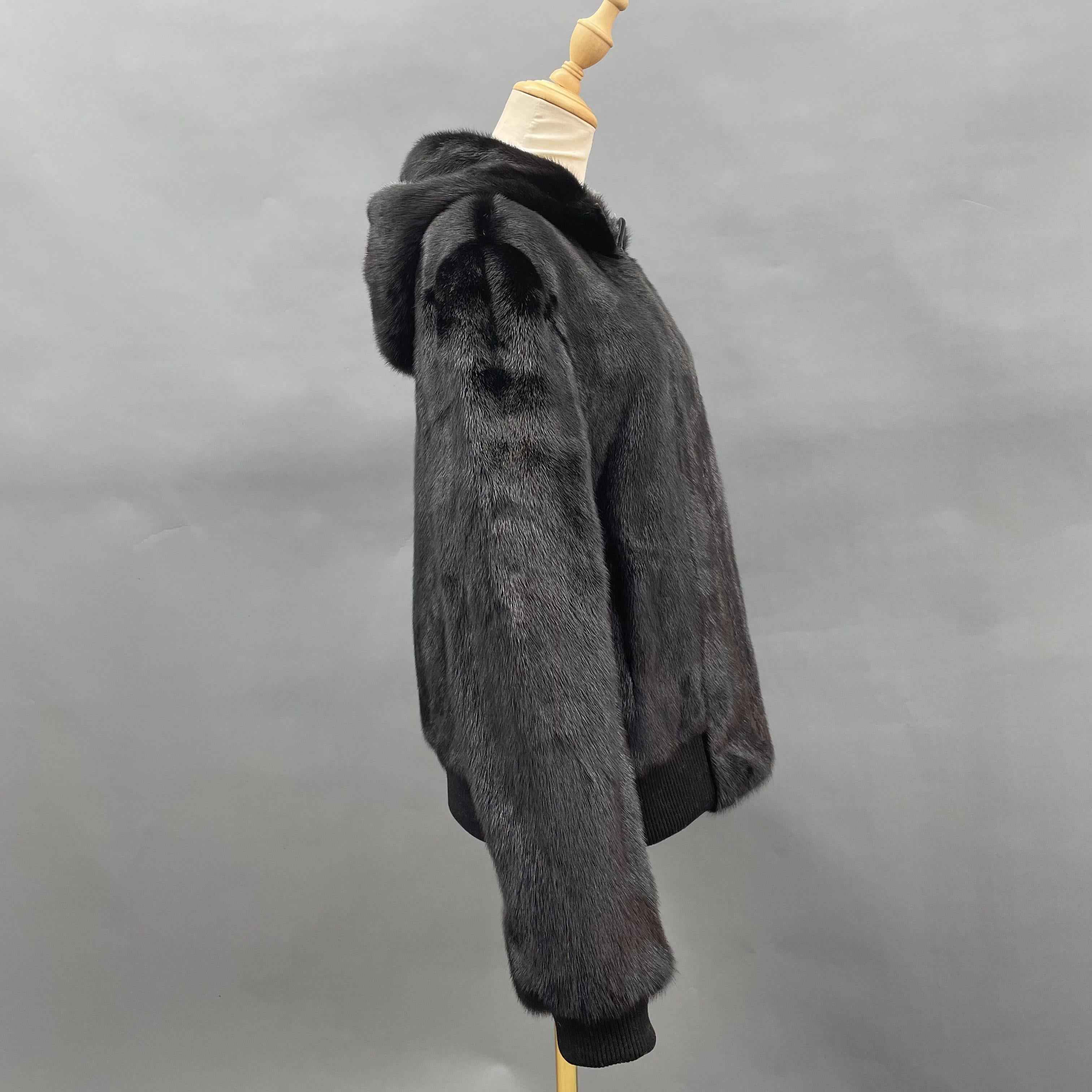 Classic Hooded Mink Fur Bomber Jacket - Timeless Luxury Flight-Style Outerwear