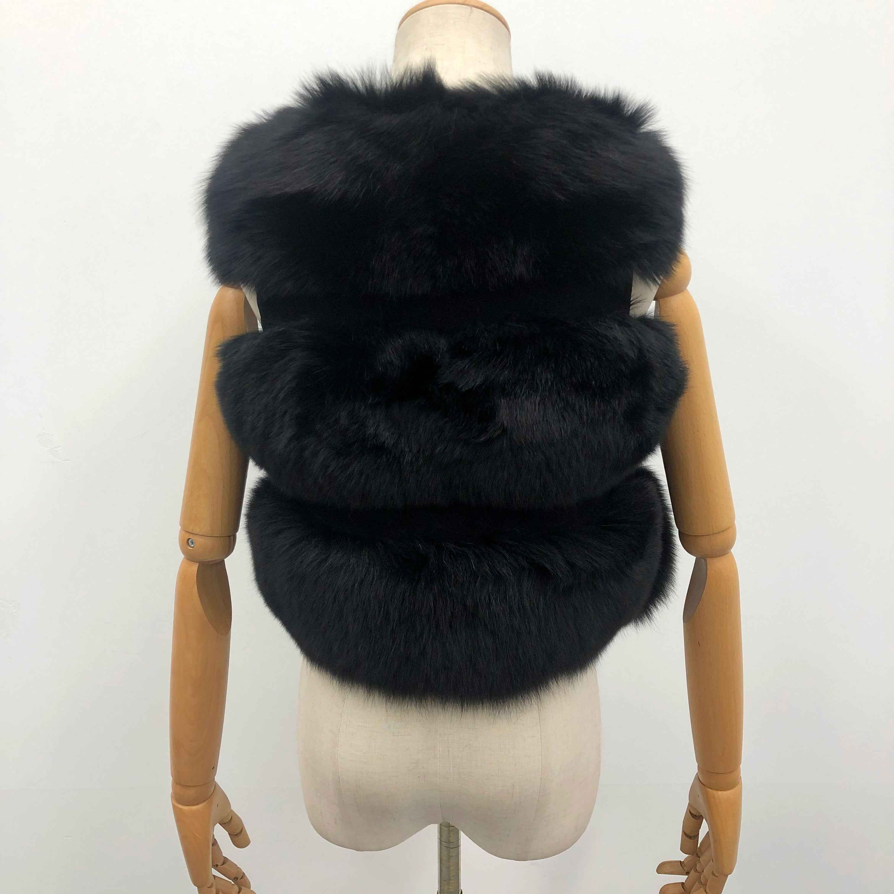 Women's 3-Panel Fox Fur Cropped Vest - Chic Autumn Essential Outerwear