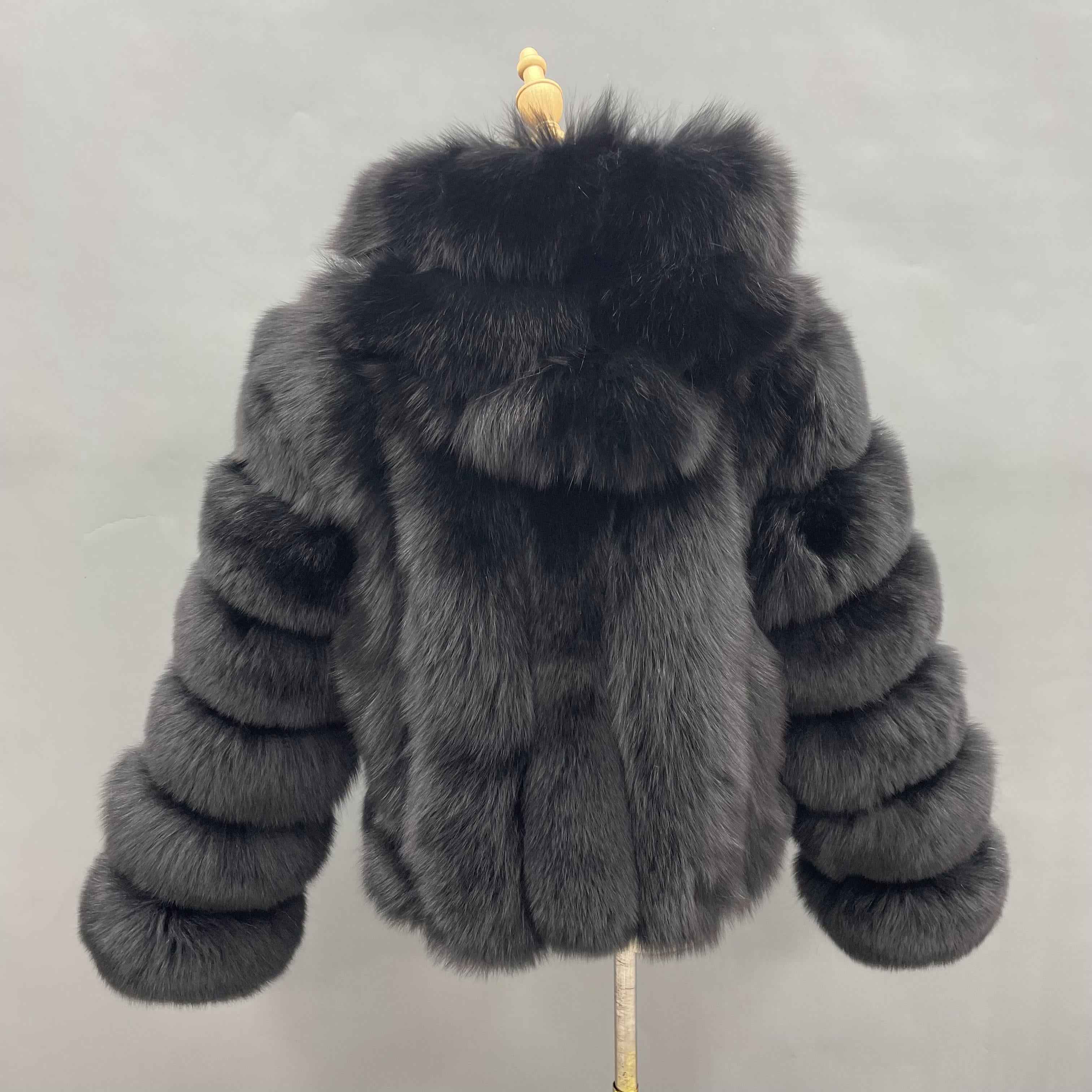 Women's Luxury Fox Fur Hooded Jacket - Versatile Style Winter Fashion Outerwear
