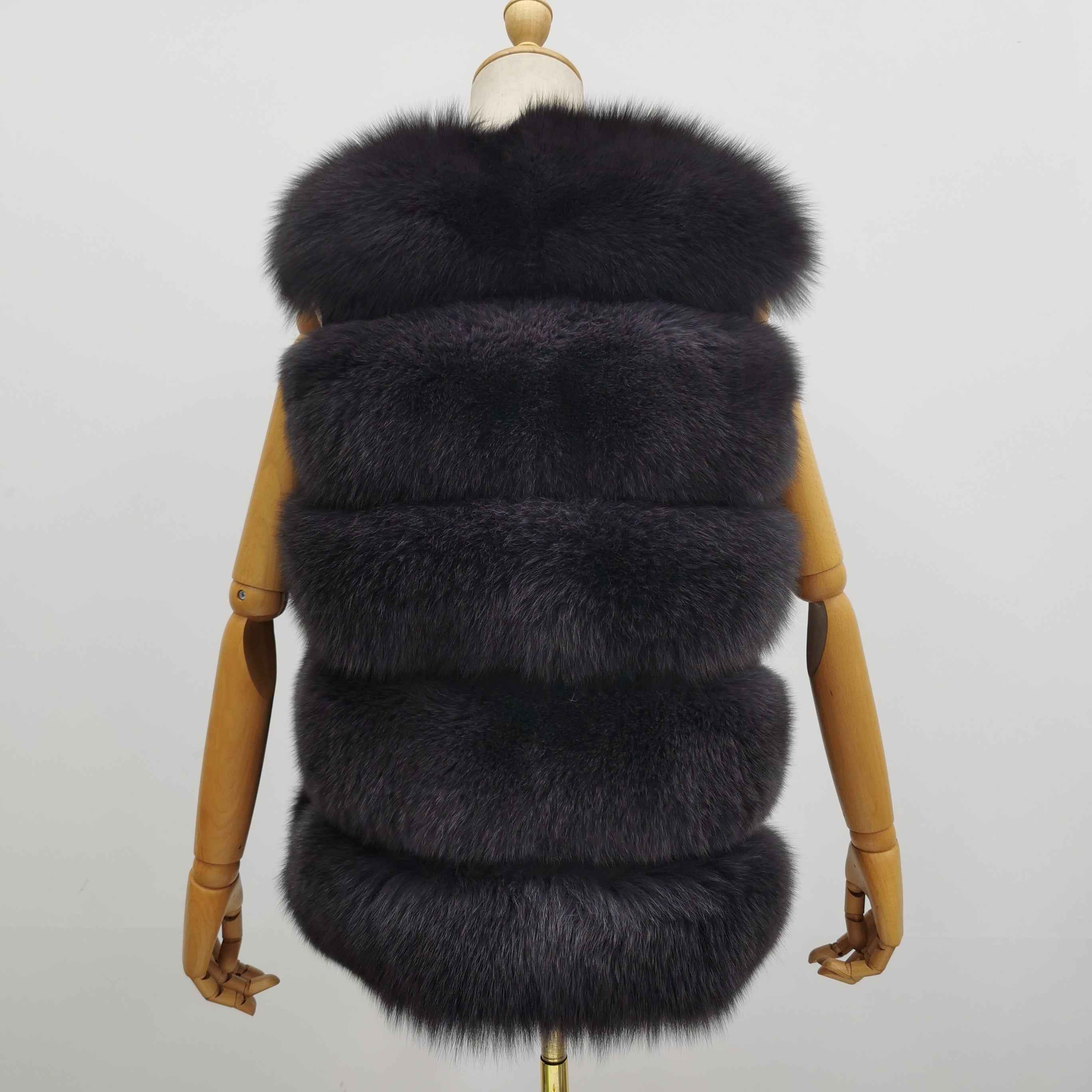 Women's 5-Panel Fox Fur Vest - Luxury Lightweight Chic Outerwear