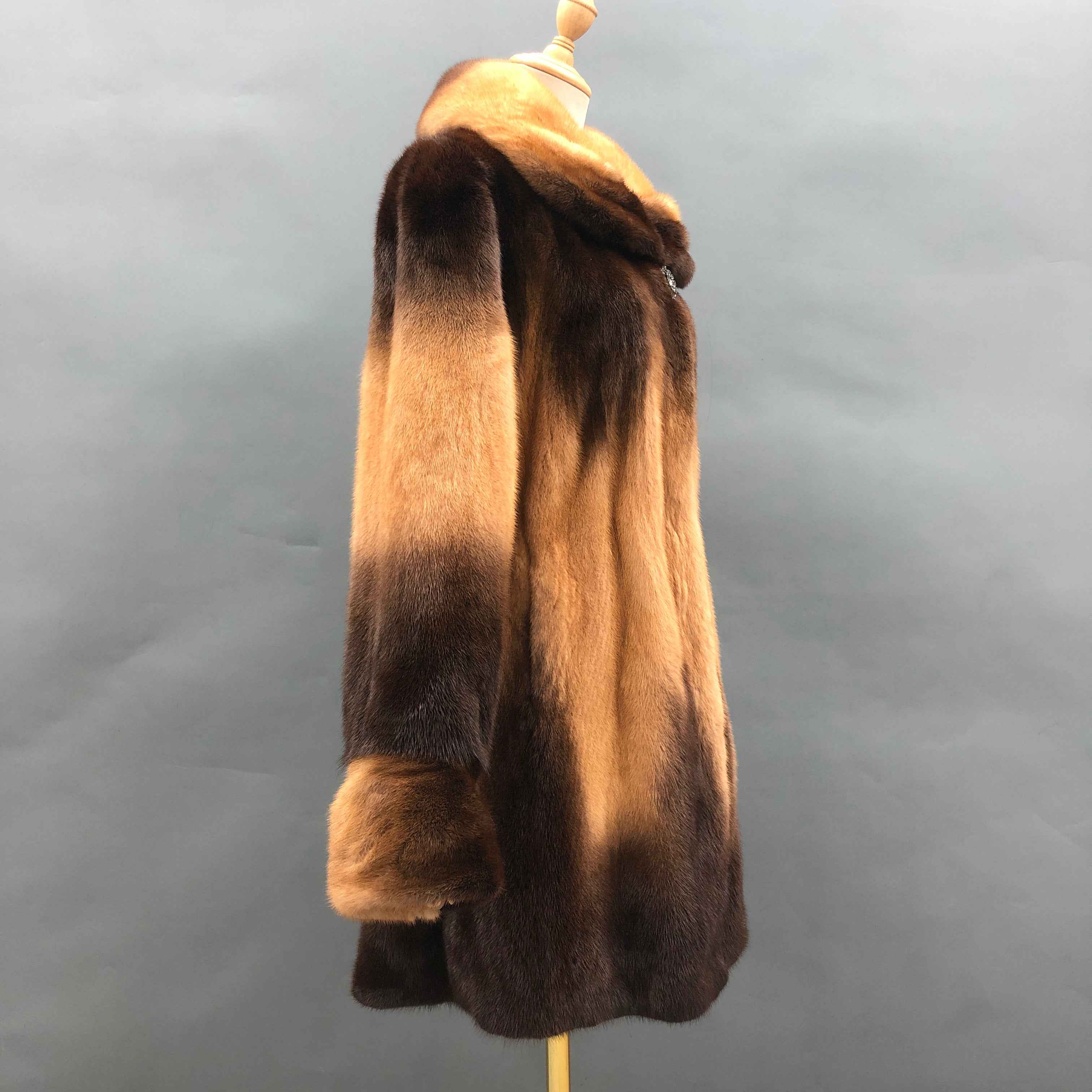 Women's Shawl Collar Waist-Defining Mink Fur Coat - Super Warm Luxury Winter Outerwear