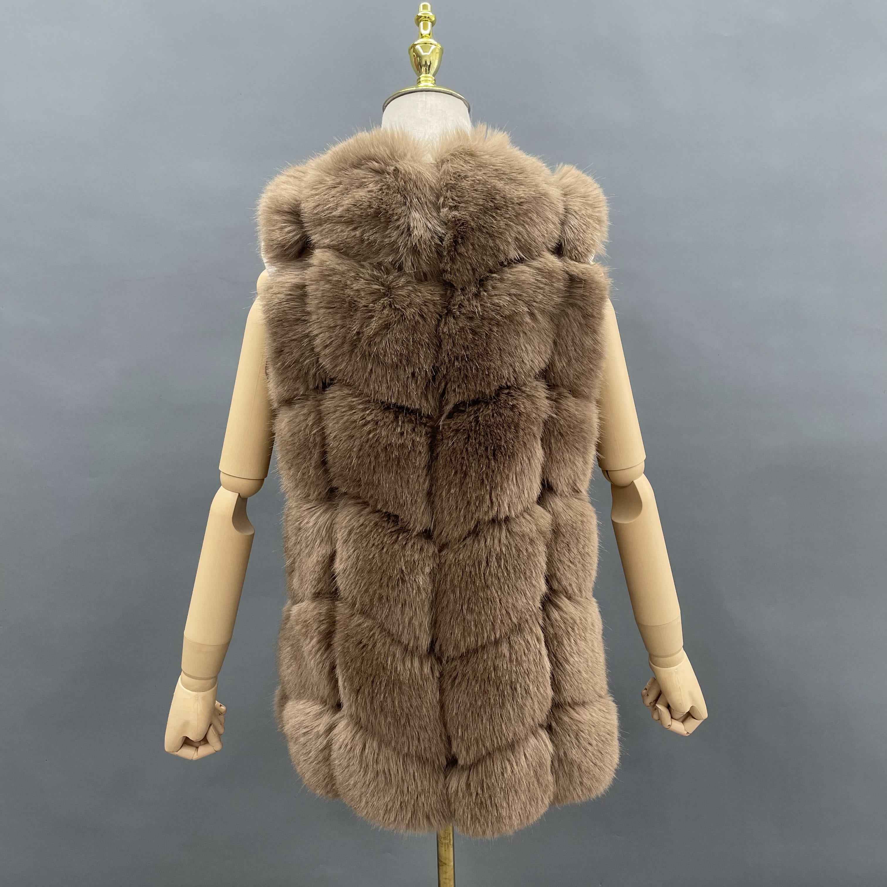 Women's 6-Panel Puffer Style Faux Fur Vest - Luxury Trendy Winter Essential Outerwear