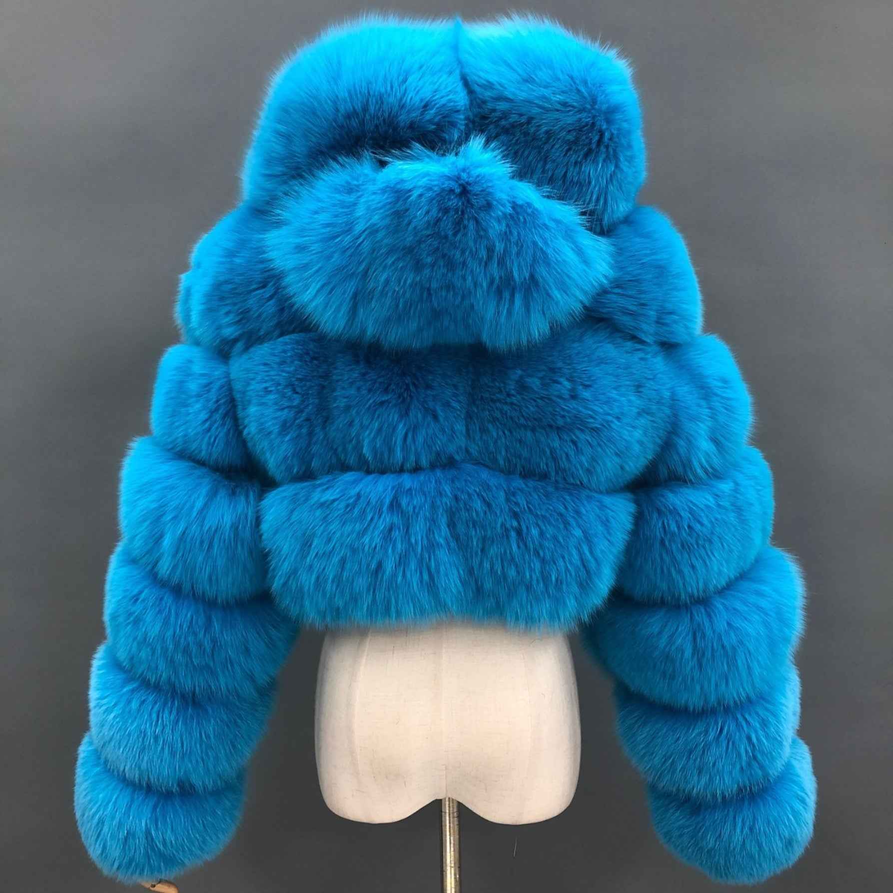 New Women's Winter Rainbow Fox Fur Hooded Coat