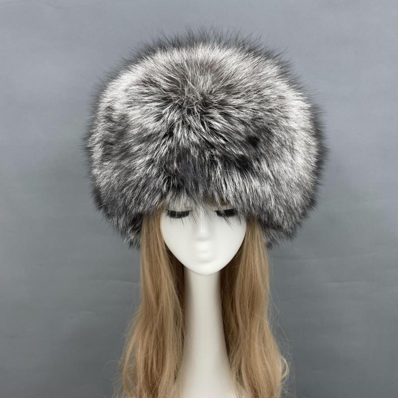 Janefur Russian-style Tail Hat with Fox Fur Silver Fox F