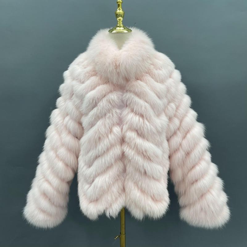 Winter Women Short Wear Two-Sided Real Fox Fur Coat Pink Click chat with us
