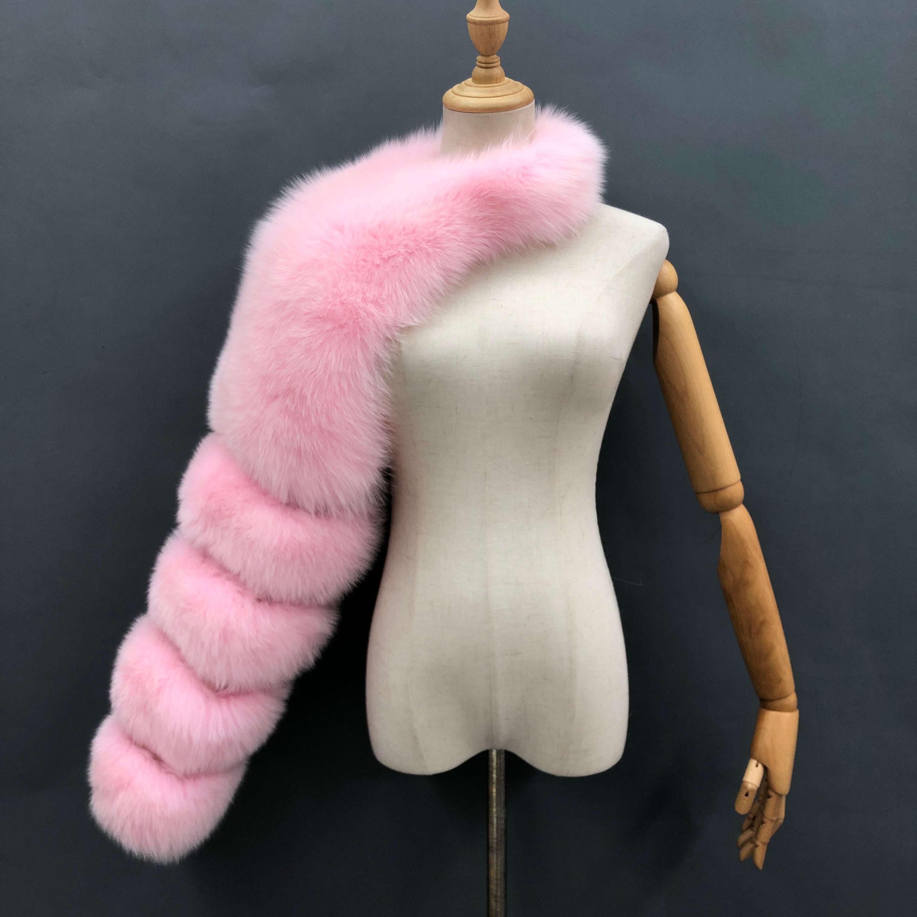 Women's Real Fox Fur Arm Warmers, Luxury Fur Sleeve Cuffs for Winter Fashion Accessories Pink F