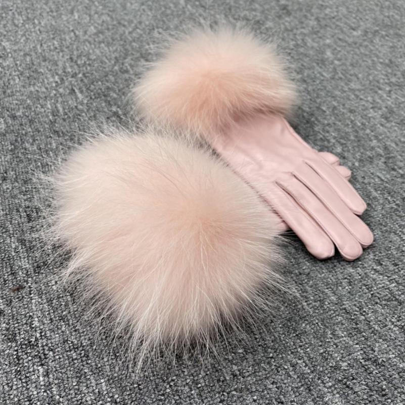 Janefur Raccoon Fur Leather Gloves Multi-color Available F 15