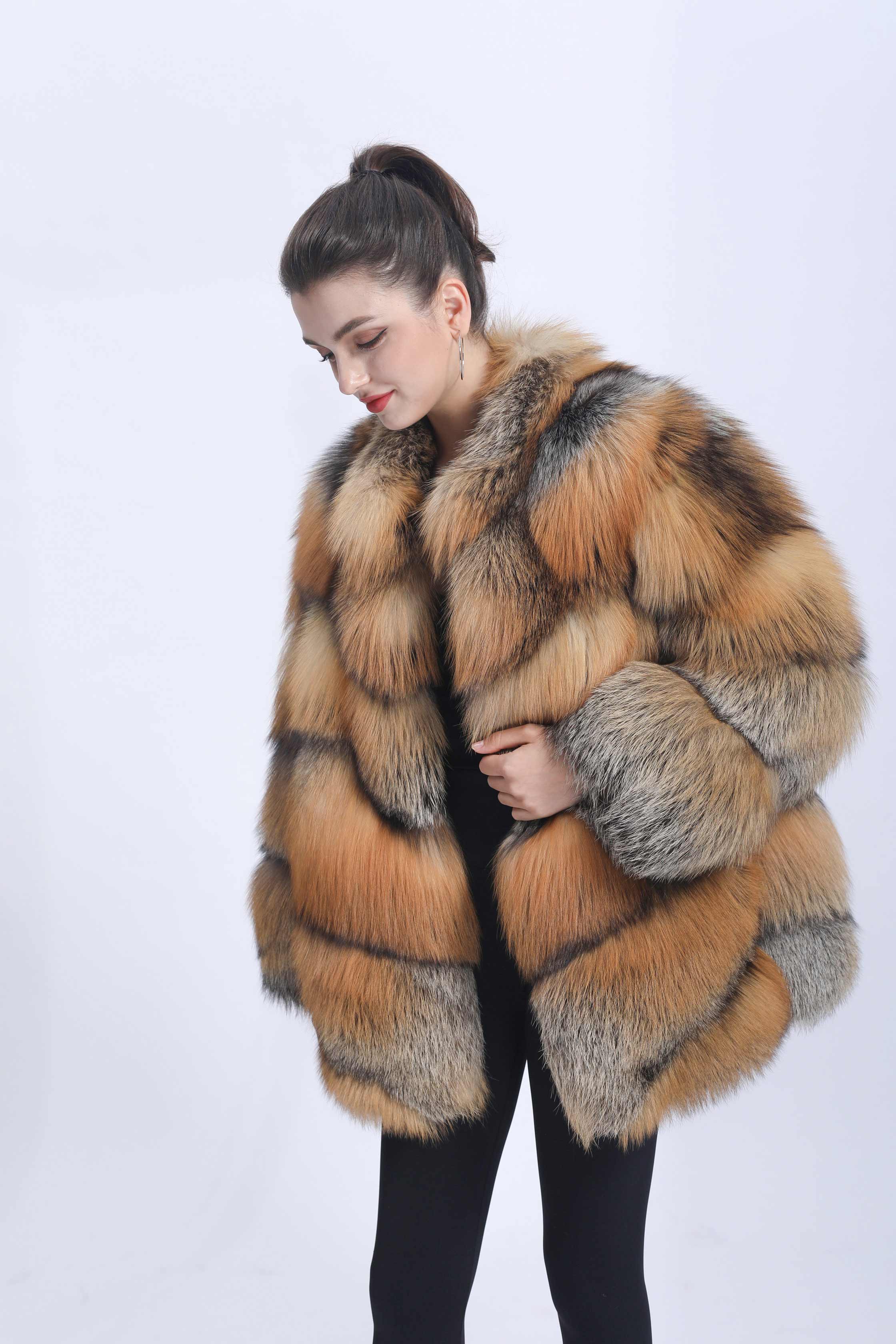 Women's Autumn Spring Winter Luxury Soft Real Fox Fur Jacket