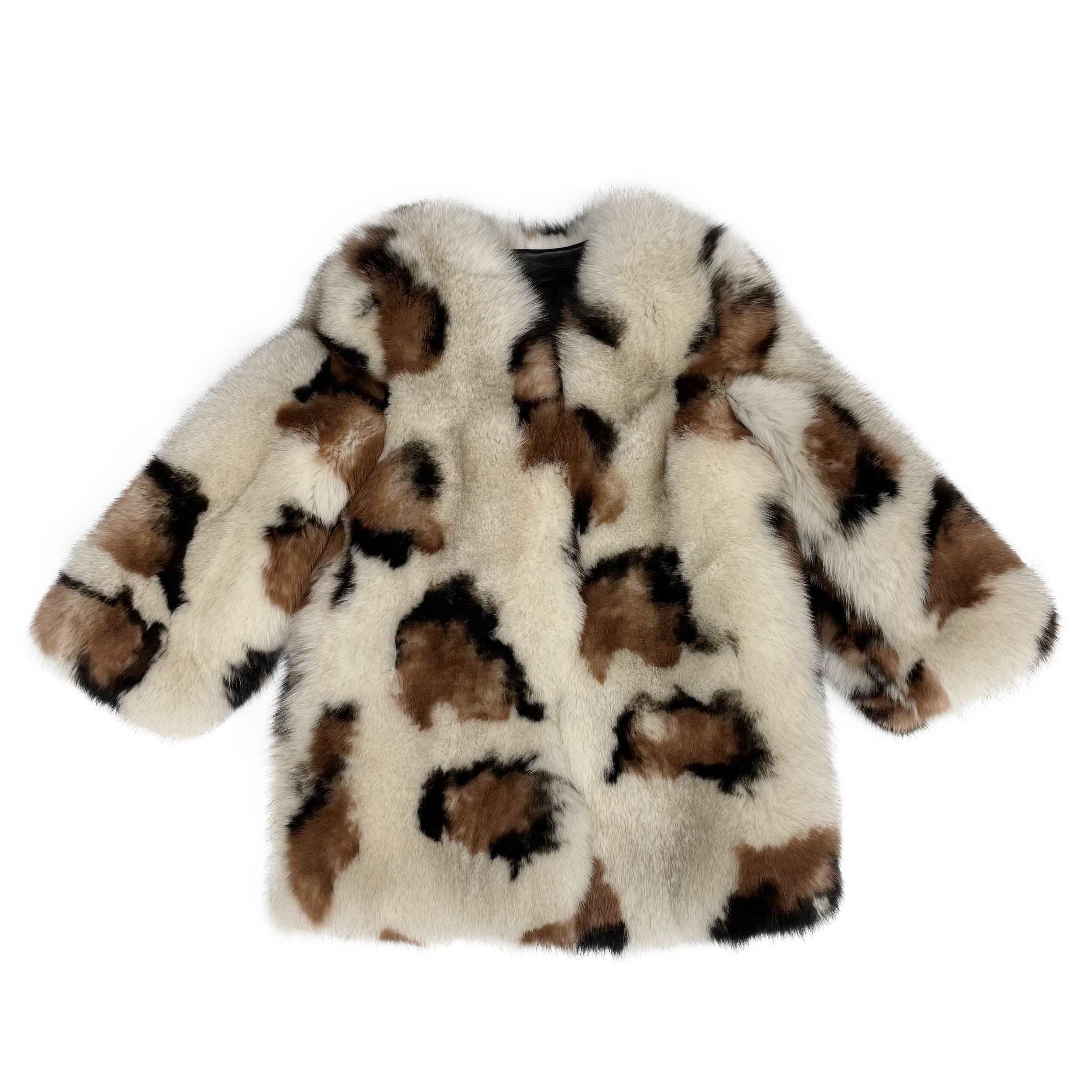 Women's Luxury Leopard Print Fox Fur Mid-Length Coat - Winter Fashion Warm Statement Outerwear