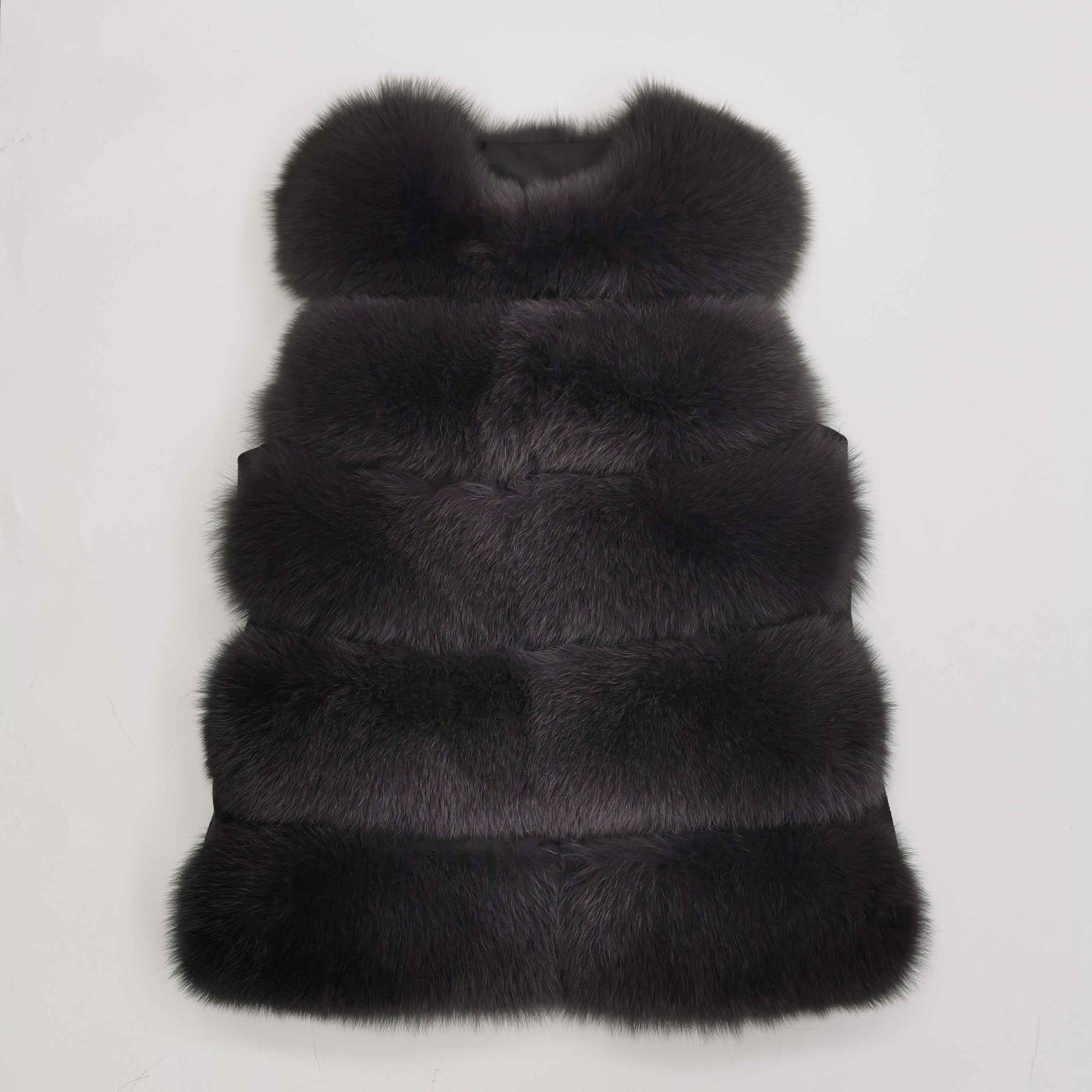 Women's 5-Panel Fox Fur Vest - Luxury Lightweight Chic Outerwear