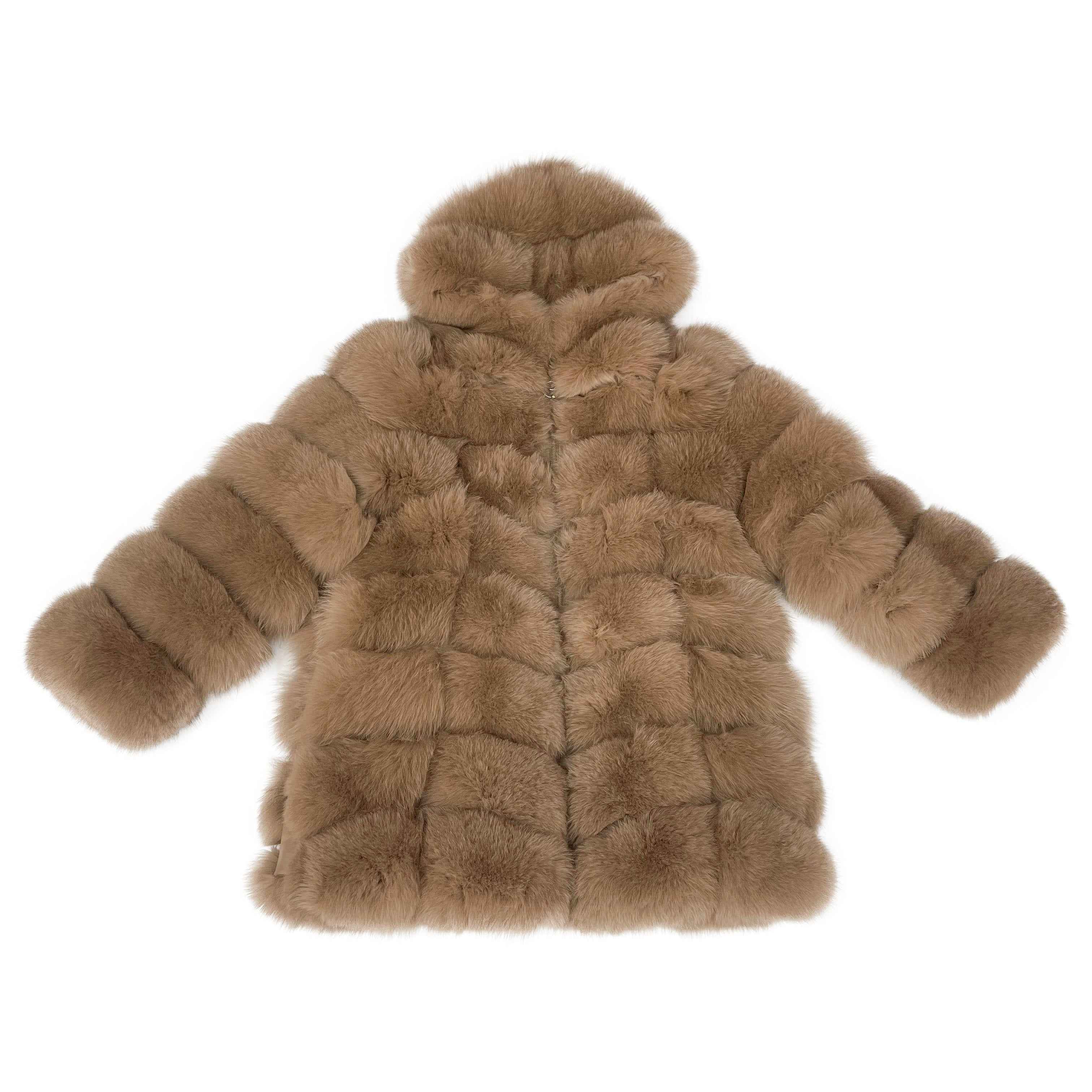 Women's Luxury Premium Fox Fur 8-Panel Hooded Coat - Cold Winter Warm Fashion Outerwear