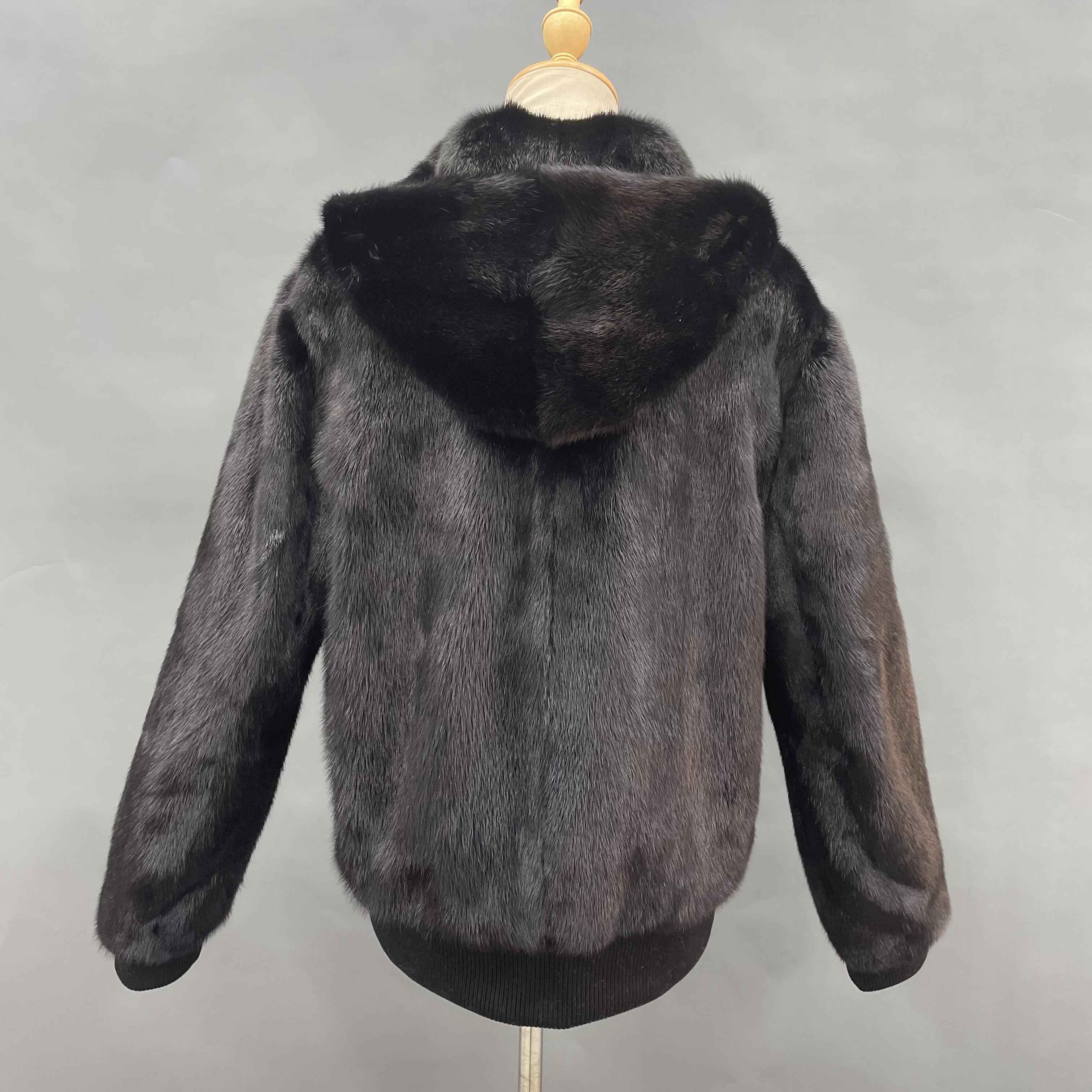 Classic Hooded Mink Fur Bomber Jacket - Timeless Luxury Flight-Style Outerwear