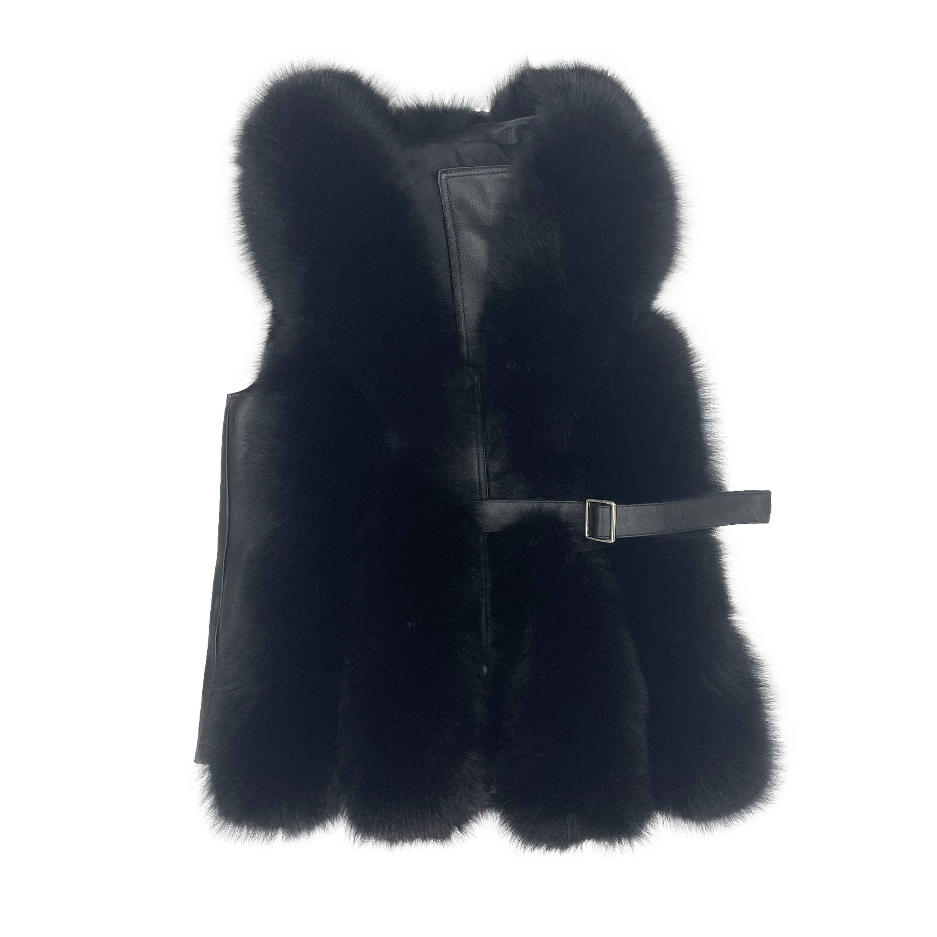 Women's New Design Asymmetric Fox Fur Vest with Leather Buckle - Versatile Luxury Must-Have Outerwear