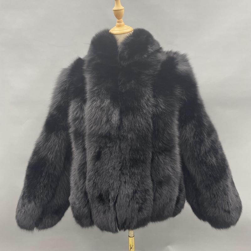 Fashion Trend Warm Fox Fur Women's Coat In Winter Black